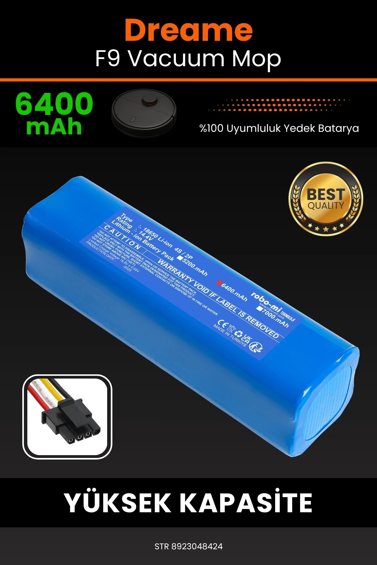 Dreame F9 Vacuum Mop 6400mAh Robot Süpürge Bataryası - Sertifikalı Güvenlik, Gerçek Kapasite