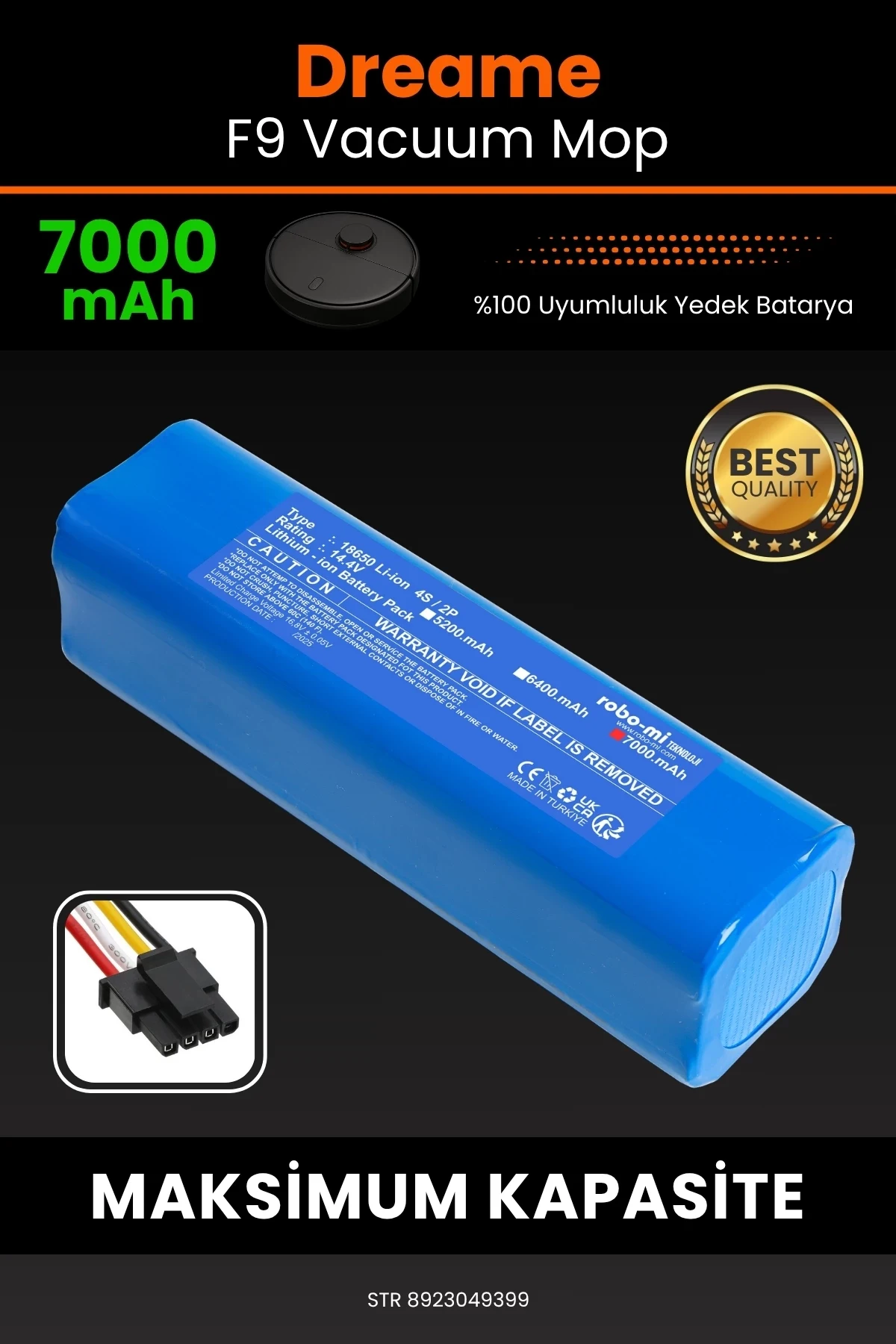Dreame F9 Vacuum Mop 7000mAh Robot Süpürge Bataryası - Yüksek Yoğunluklu Li-ion Hücre