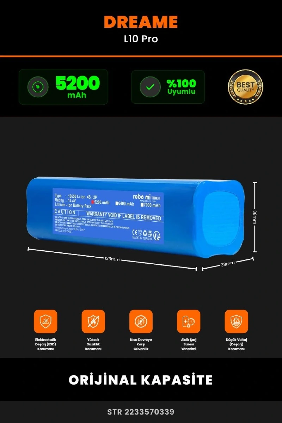 Dreame L10 Pro 5200mAh Robot Süpürge Bataryası - Koruma Katmanlı Batarya Teknolojisi