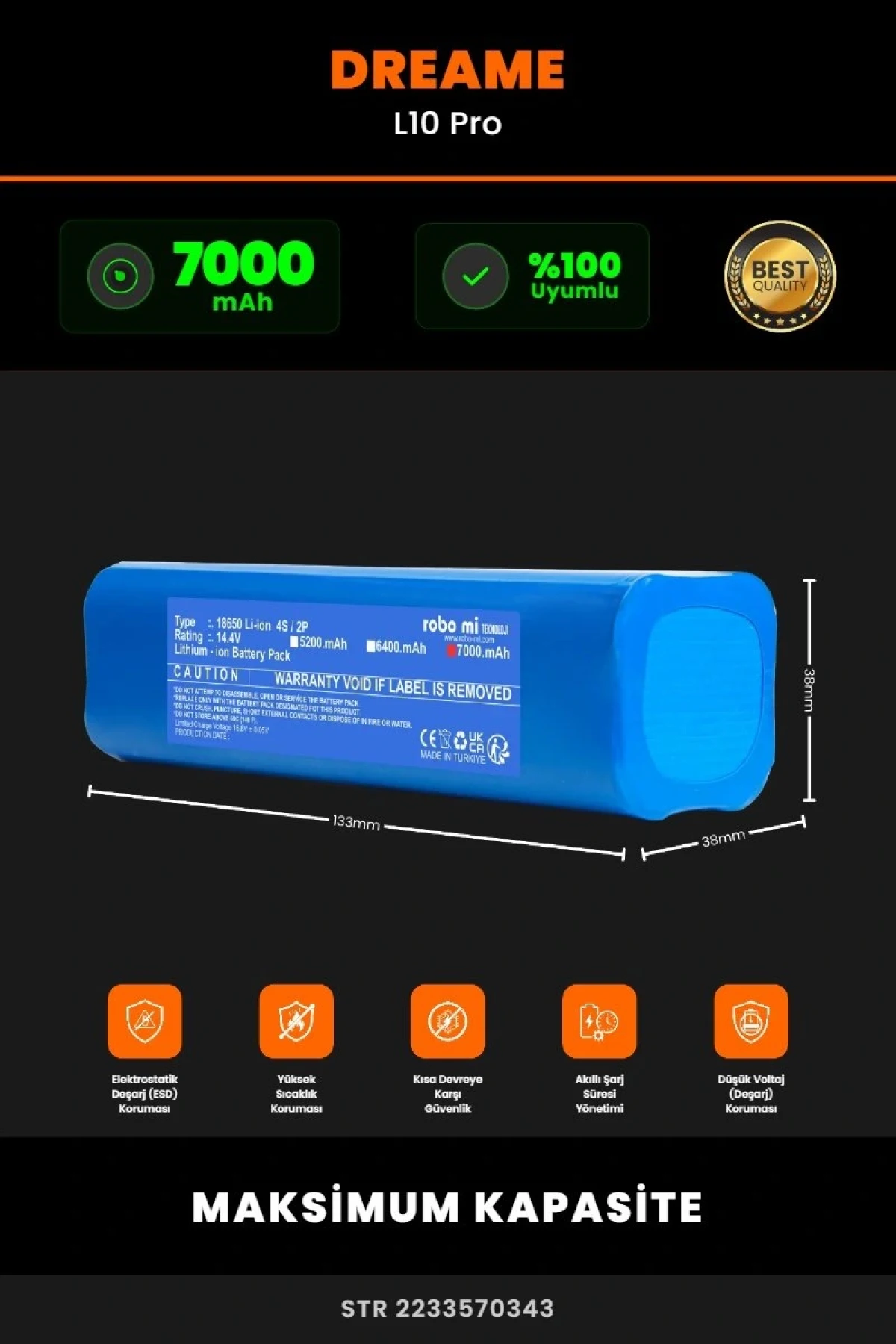 Dreame L10 Pro 7000mAh Robot Süpürge Bataryası - Koruma Katmanlı Batarya Teknolojisi