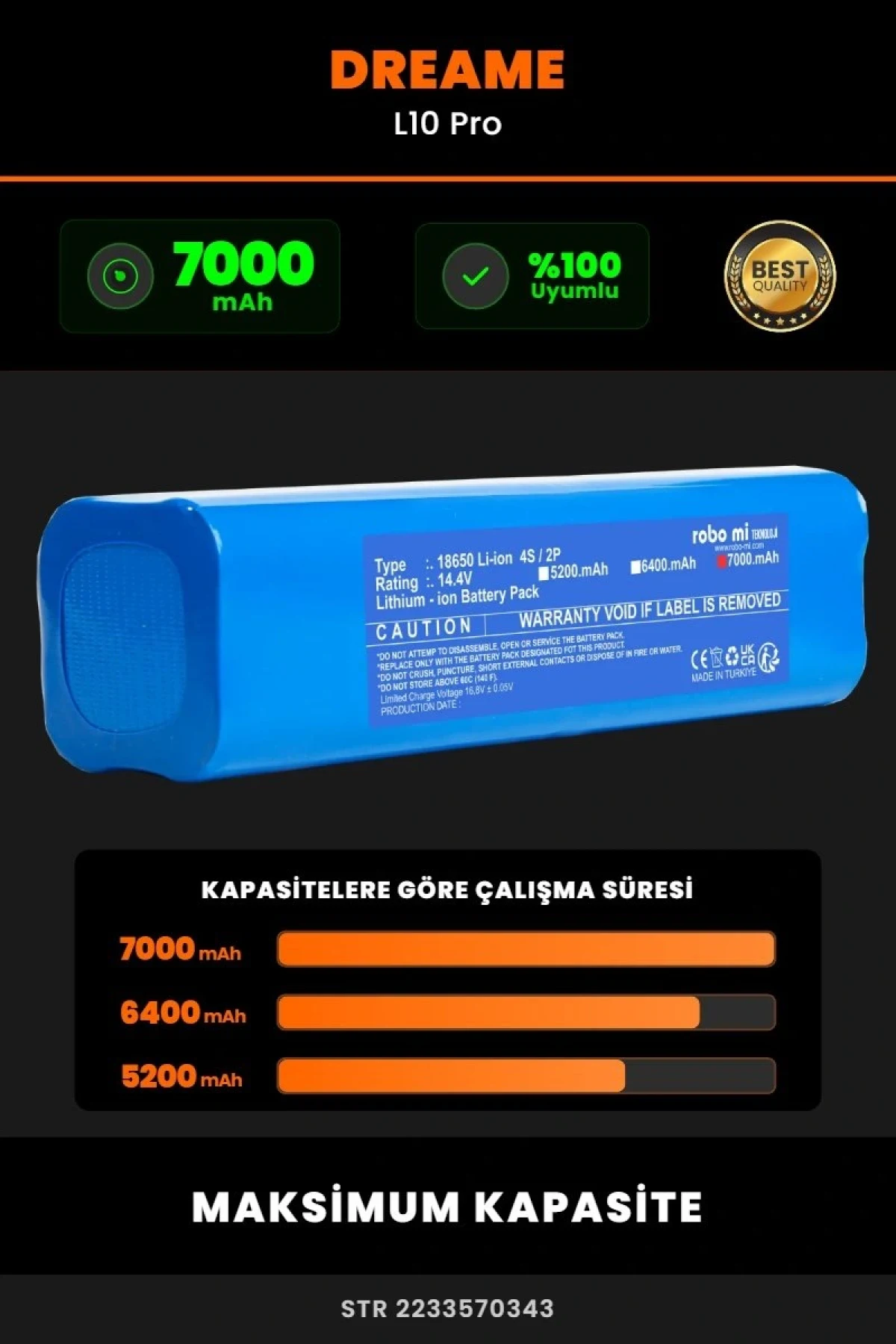 Dreame L10 Pro 7000mAh Robot Süpürge Bataryası - Koruma Katmanlı Batarya Teknolojisi