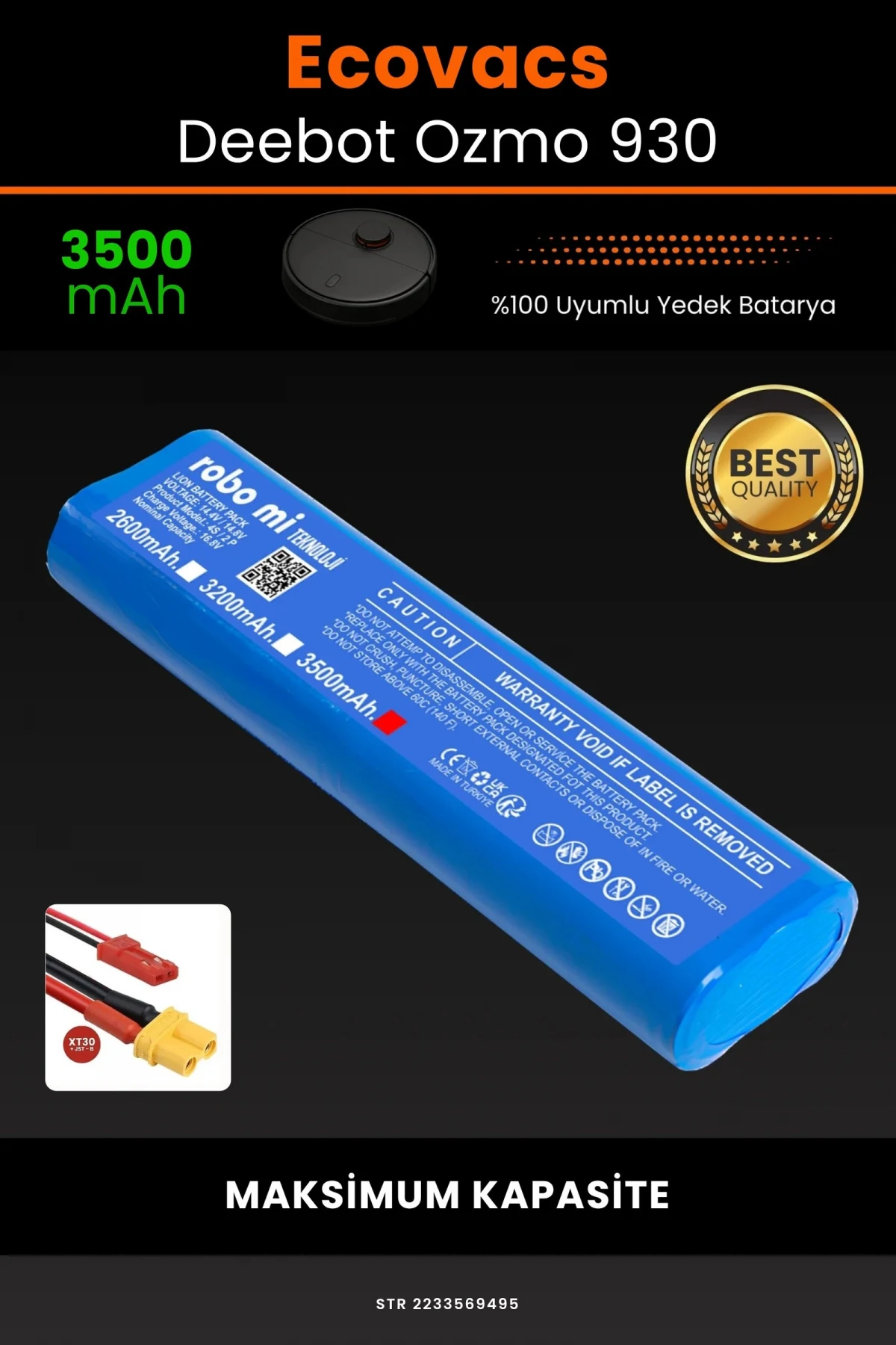 Ecovacs Deebot Ozmo 930 3500mAh Robot Süpürge Bataryası - Gerçek Kapasite, Maksimum Güvenlik