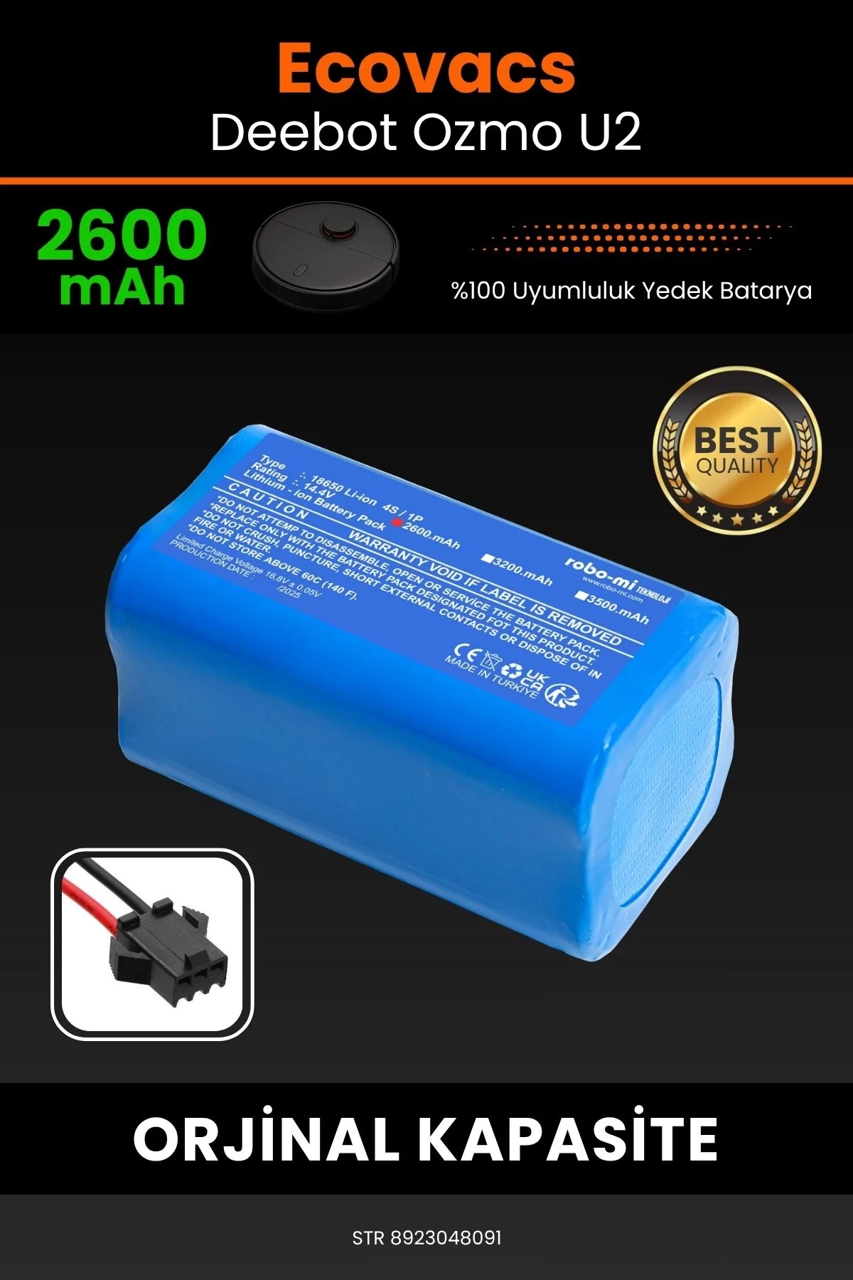 Ecovacs Deebot Ozmo U2 2600mAh Robot Süpürge Bataryası - Gerçek Kapasite, Maksimum Güvenlik