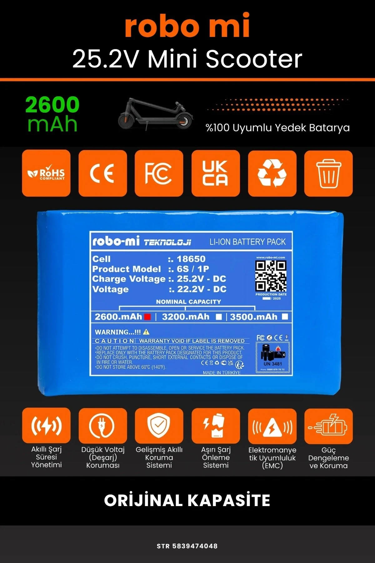 Elektrikli Çocuk Scooter Batarya 25.2V 3200mAh - Gerçek Kapasite, Maksimum Güvenlik