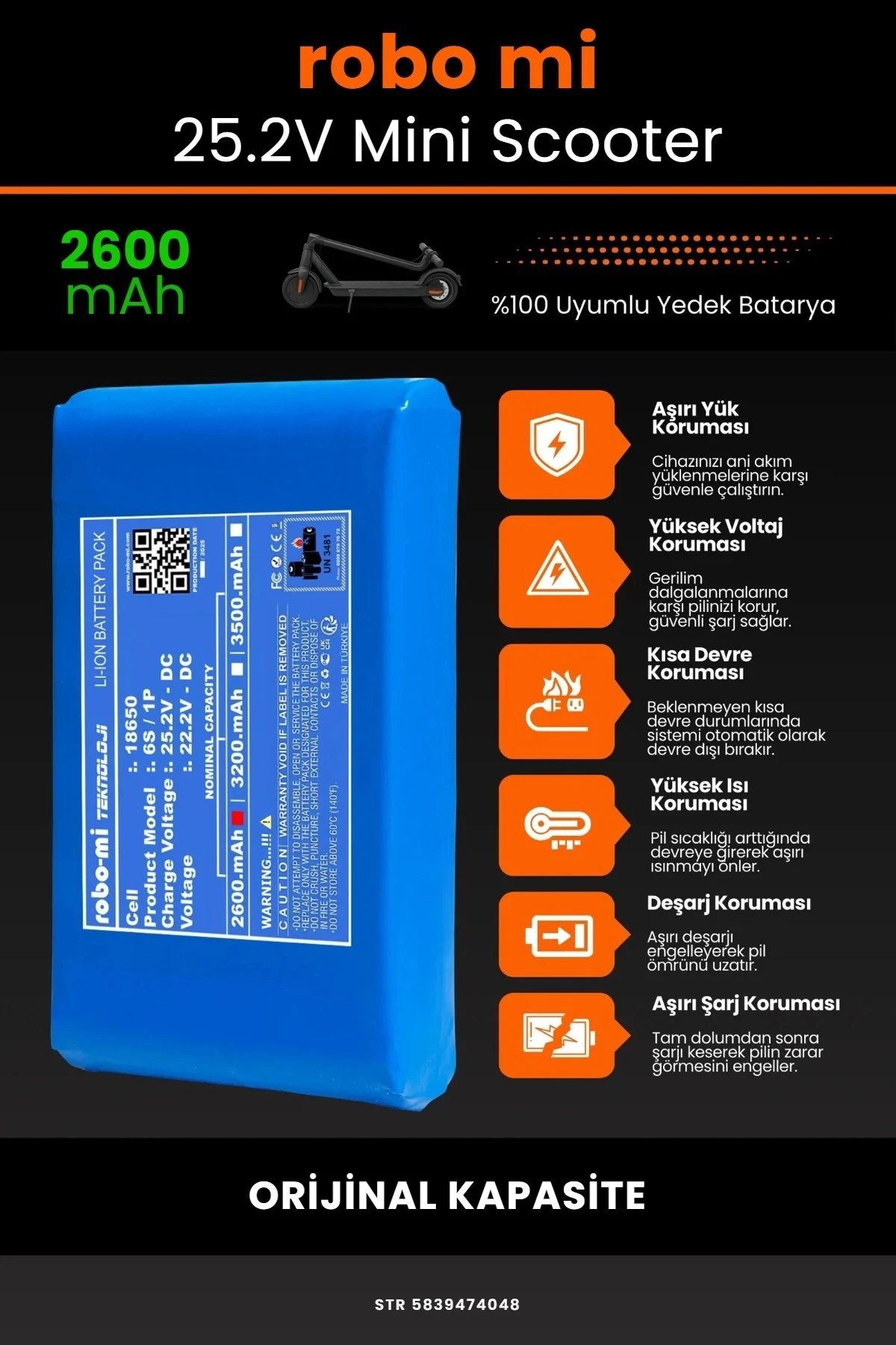 Elektrikli Çocuk Scooter Batarya 25.2V 3200mAh - Gerçek Kapasite, Maksimum Güvenlik