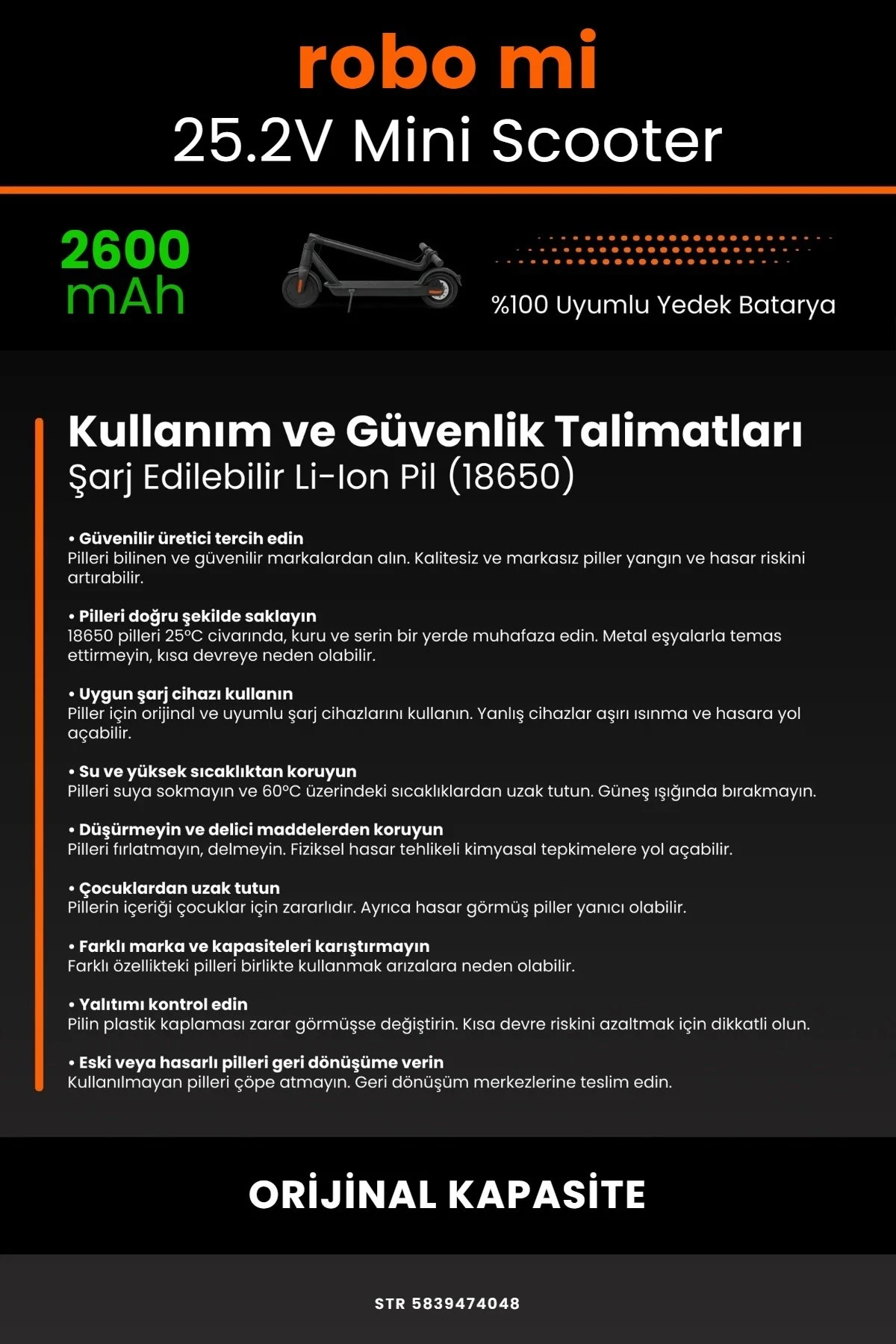 Elektrikli Çocuk Scooter Batarya 25.2V 3200mAh - Gerçek Kapasite, Maksimum Güvenlik