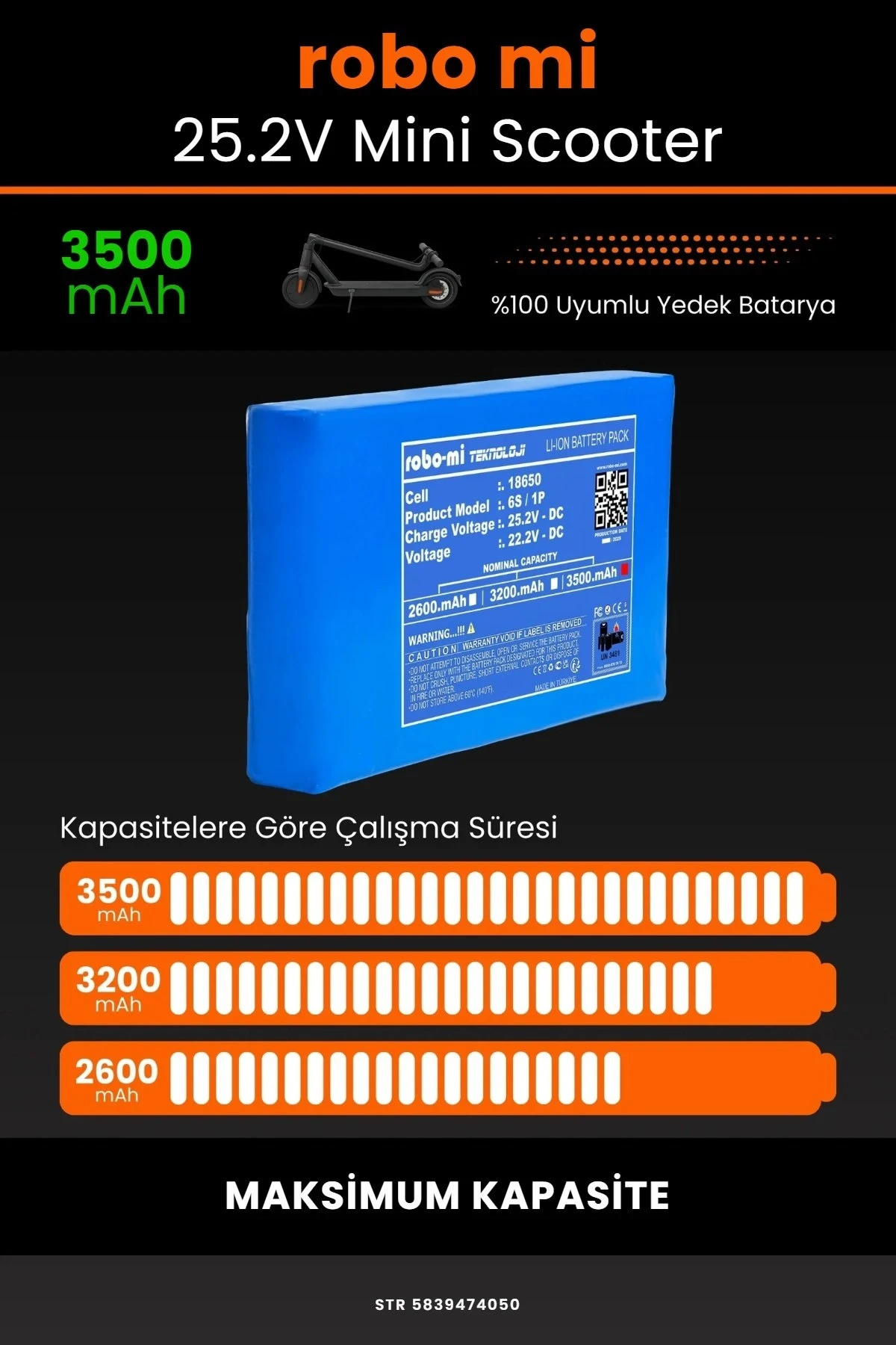 Elektrikli Çocuk Scooter Batarya 25.2V 3500mAh - Gerçek Kapasite, Maksimum Güvenlik