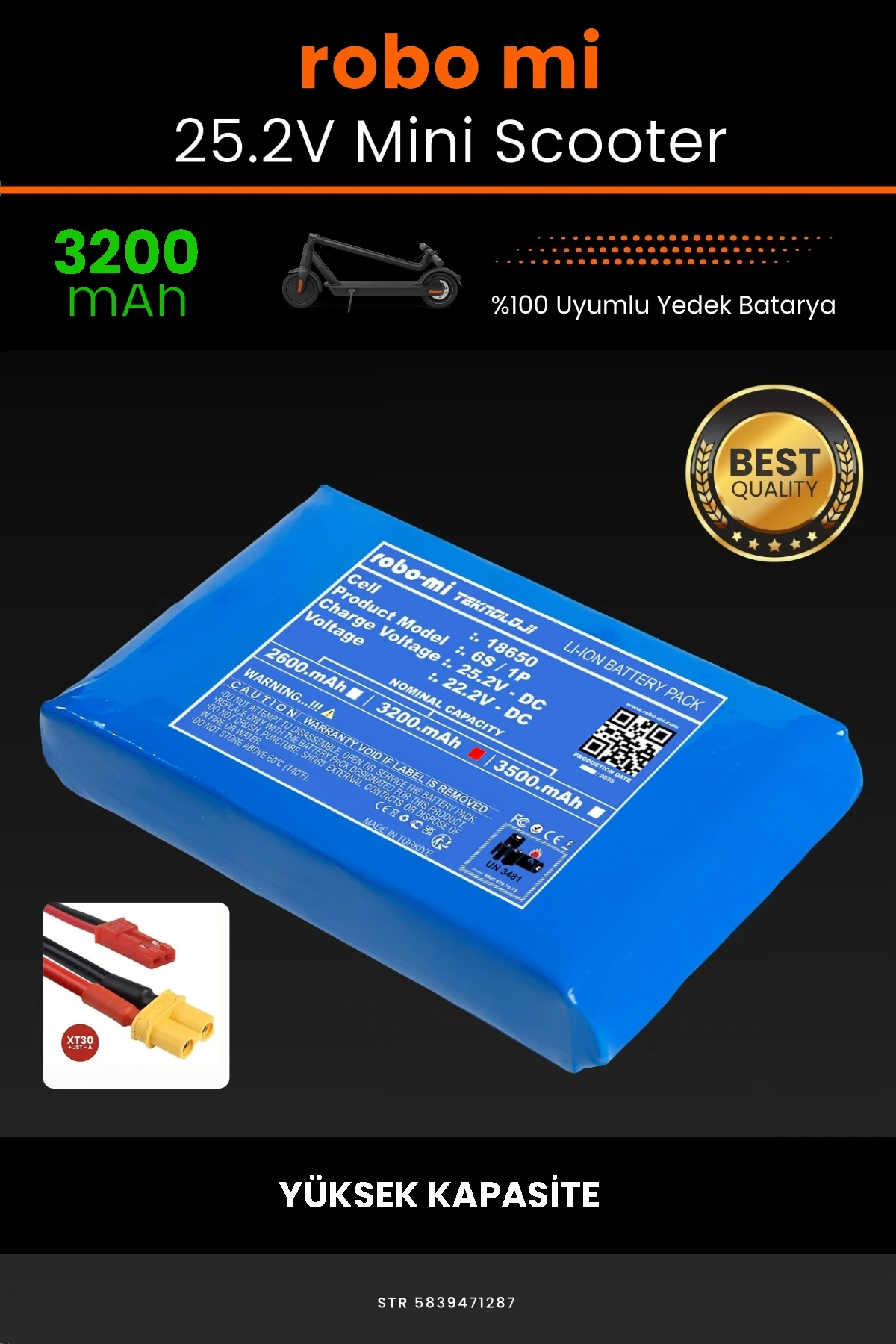 Elektrikli Çocuk Scooter Uyumlu Batarya 25.2V 3200mAh - Yüksek Kapasite