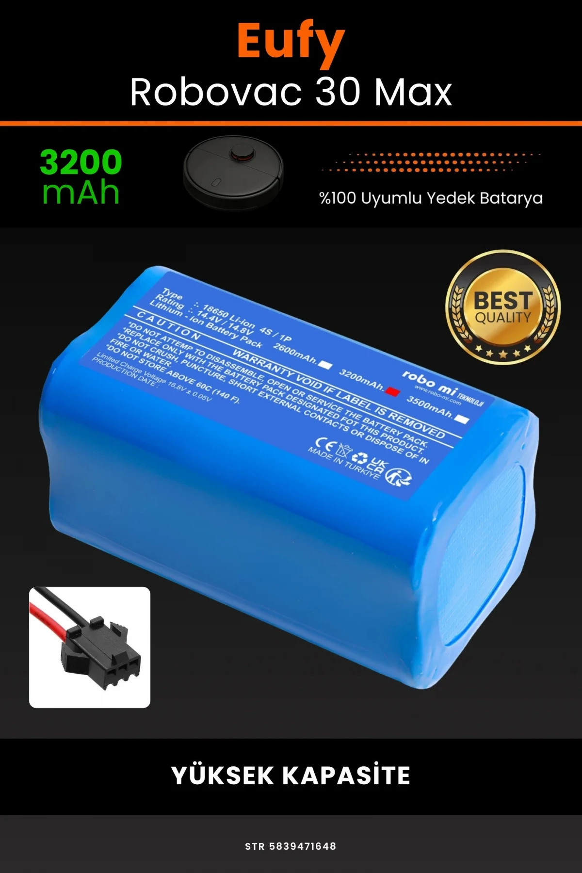 Eufy Robovac 30 Max 3200mAh Robot Süpürge Bataryası - Gerçek Kapasite, Maksimum Güvenlik