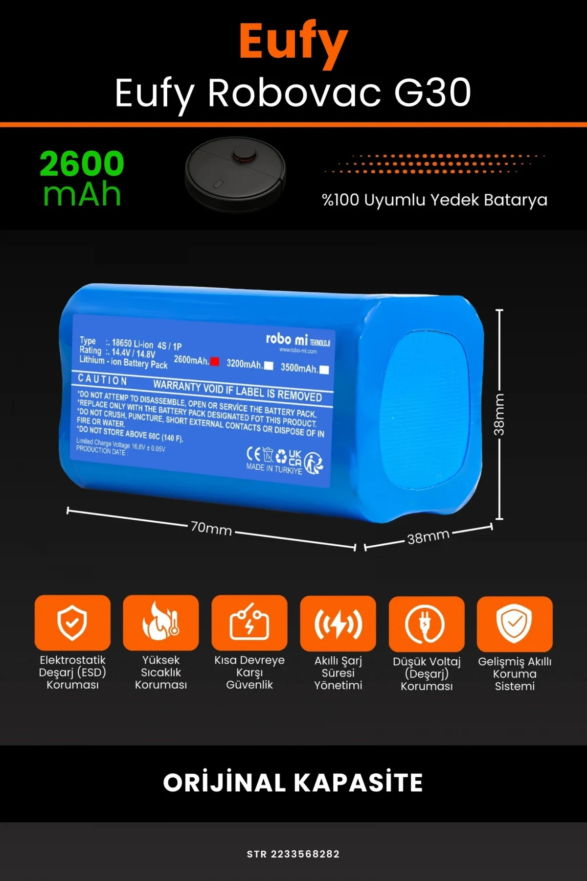 Eufy Robovac G30 2600mAh Robot Süpürge Bataryası - Gerçek Kapasite, Maksimum Güvenlik