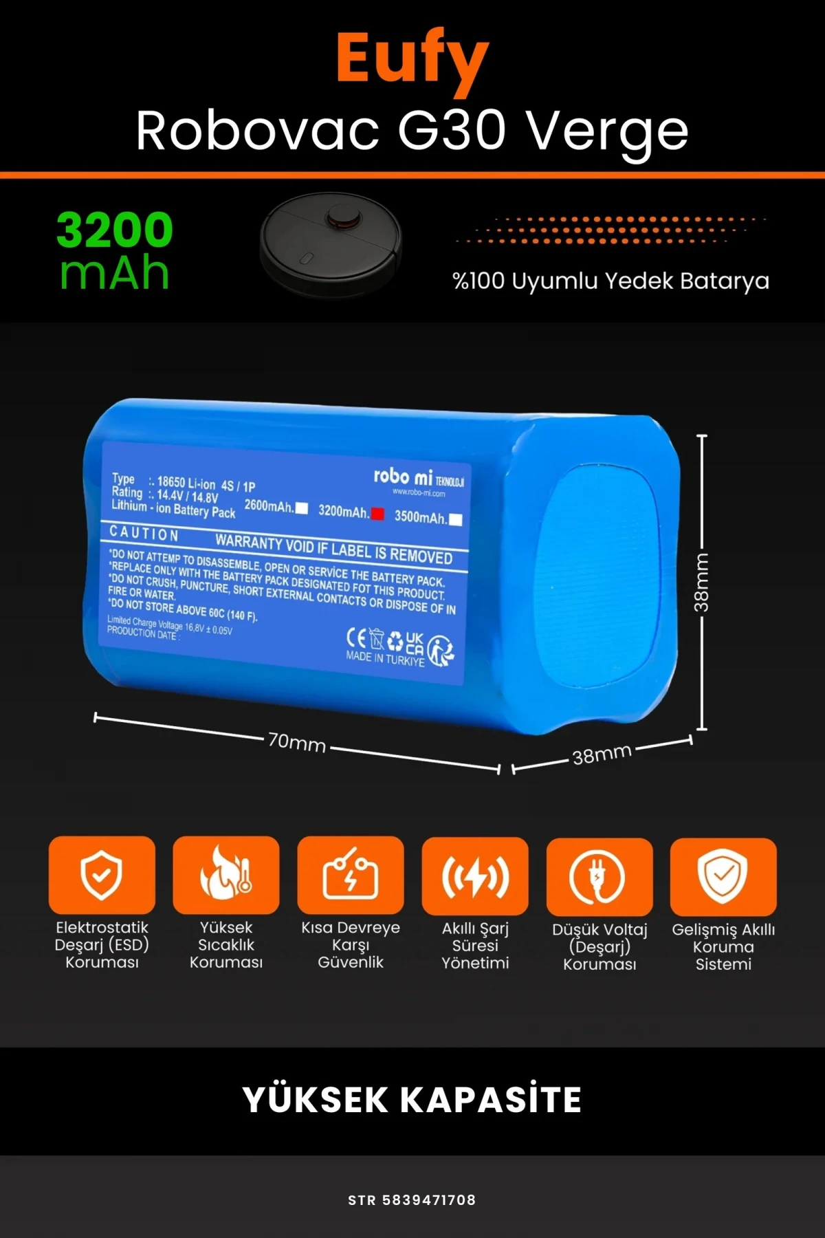 Eufy Robovac G30 Verge 3200mAh Robot Süpürge Bataryası - Gerçek Kapasite, Maksimum Güvenlik