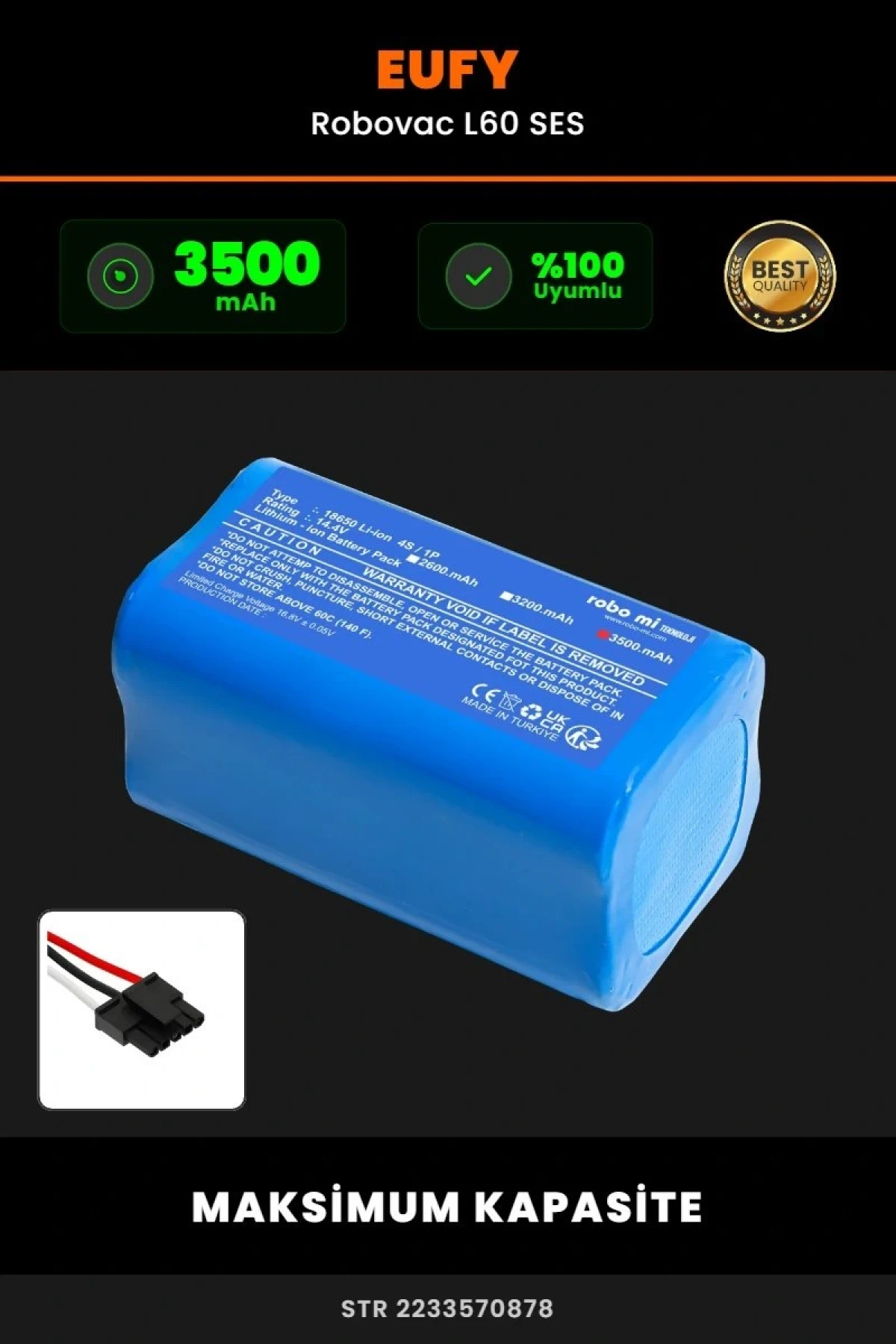 Eufy Robovac L60 3500.mAh Robot Süpürge Bataryası - Gerçek Kapasite - Maksimum Güvenlik