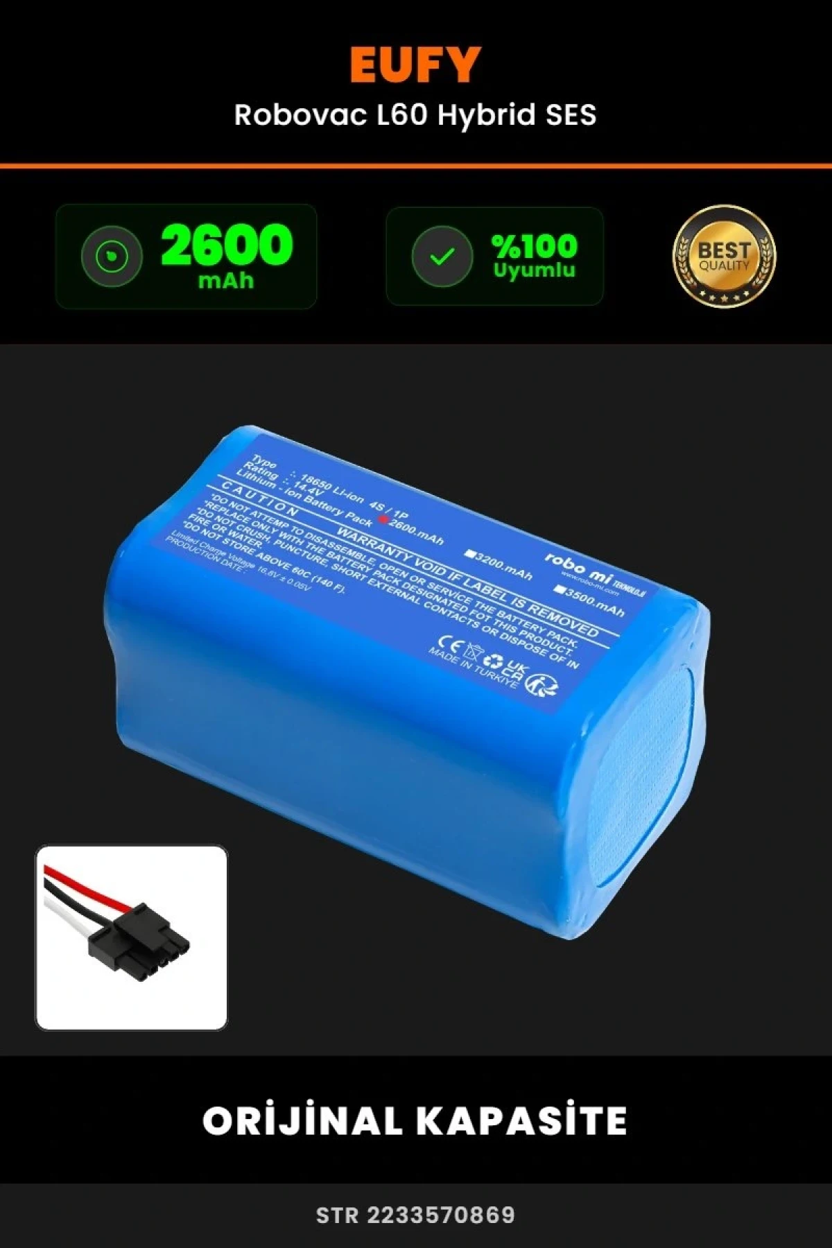 Eufy Robovac L60 Hybrid SES 2600.mAh Robot Süpürge Bataryası - Gerçek Kapasite - Maksimum Güvenlik