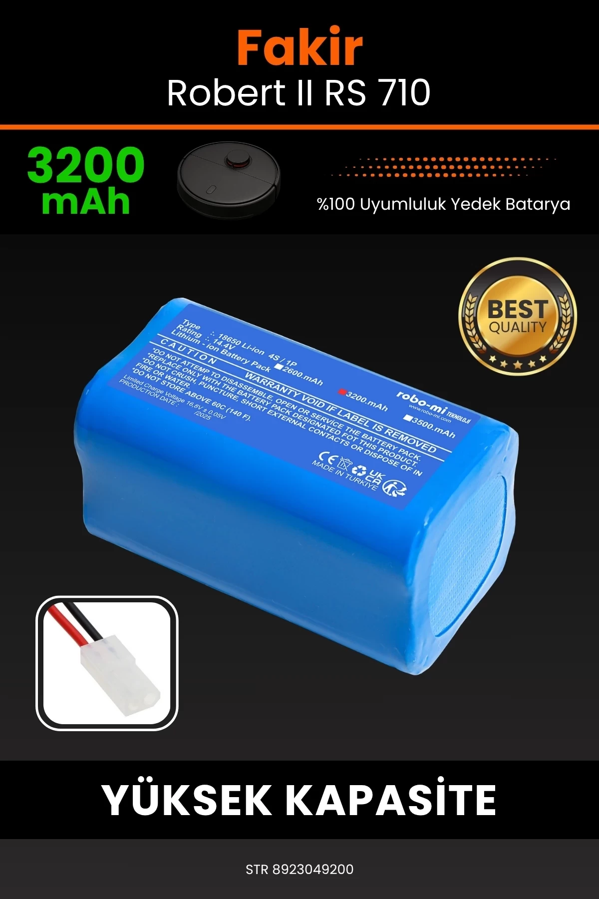 Fakir Robert II RS 710 3200mAh Robot Süpürge Bataryası - Yüksek Yoğunluklu Li-ion Hücre