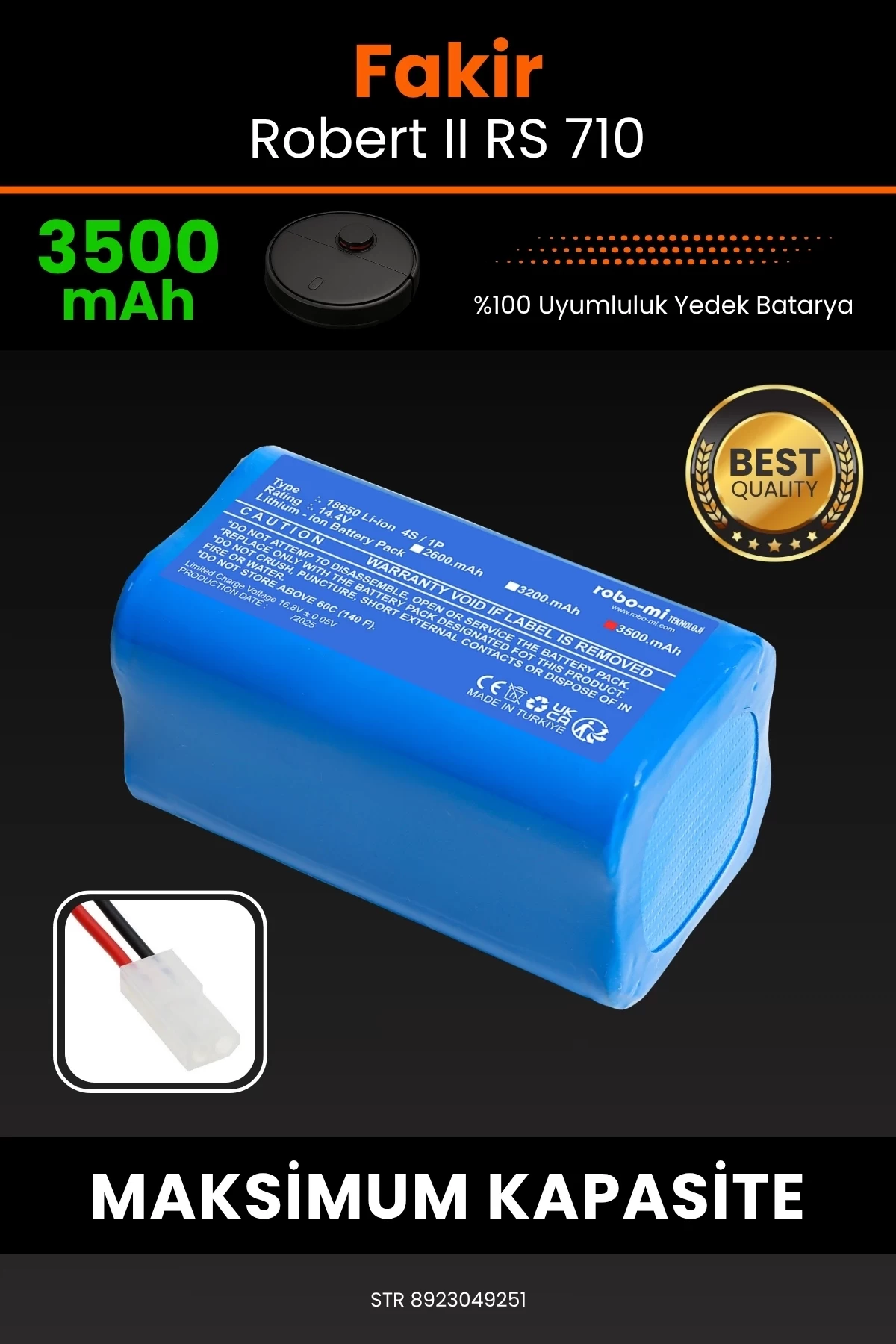 Fakir Robert II RS 710 3500mAh Robot Süpürge Bataryası - Yüksek Yoğunluklu Li-ion Hücre