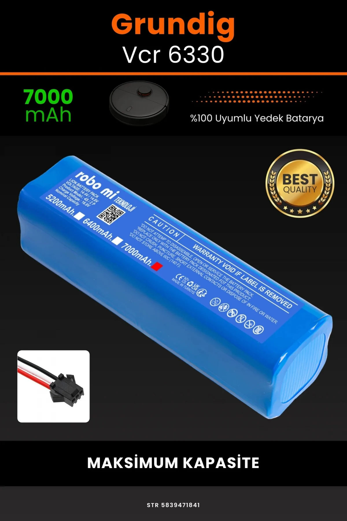 Grundig Vcr 6330 7000mAh Robot Süpürge Bataryası - Gerçek Kapasite, Maksimum Güvenlik