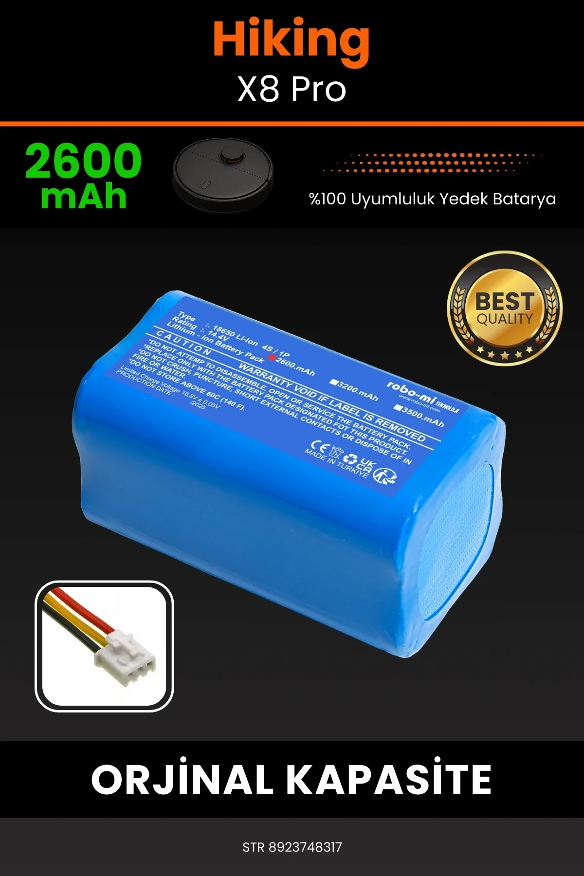 Hiking X8 Pro 2600mAh Robot Süpürge Bataryası - Gerçek Kapasite, Maksimum Güvenlik
