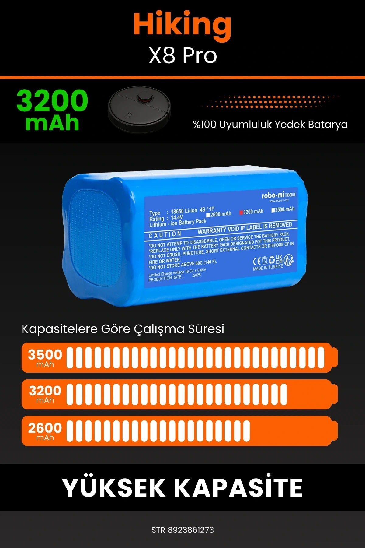 Hiking X8 Pro 3200mAh Robot Süpürge Bataryası - Koruma Katmanlı Batarya Teknolojisi