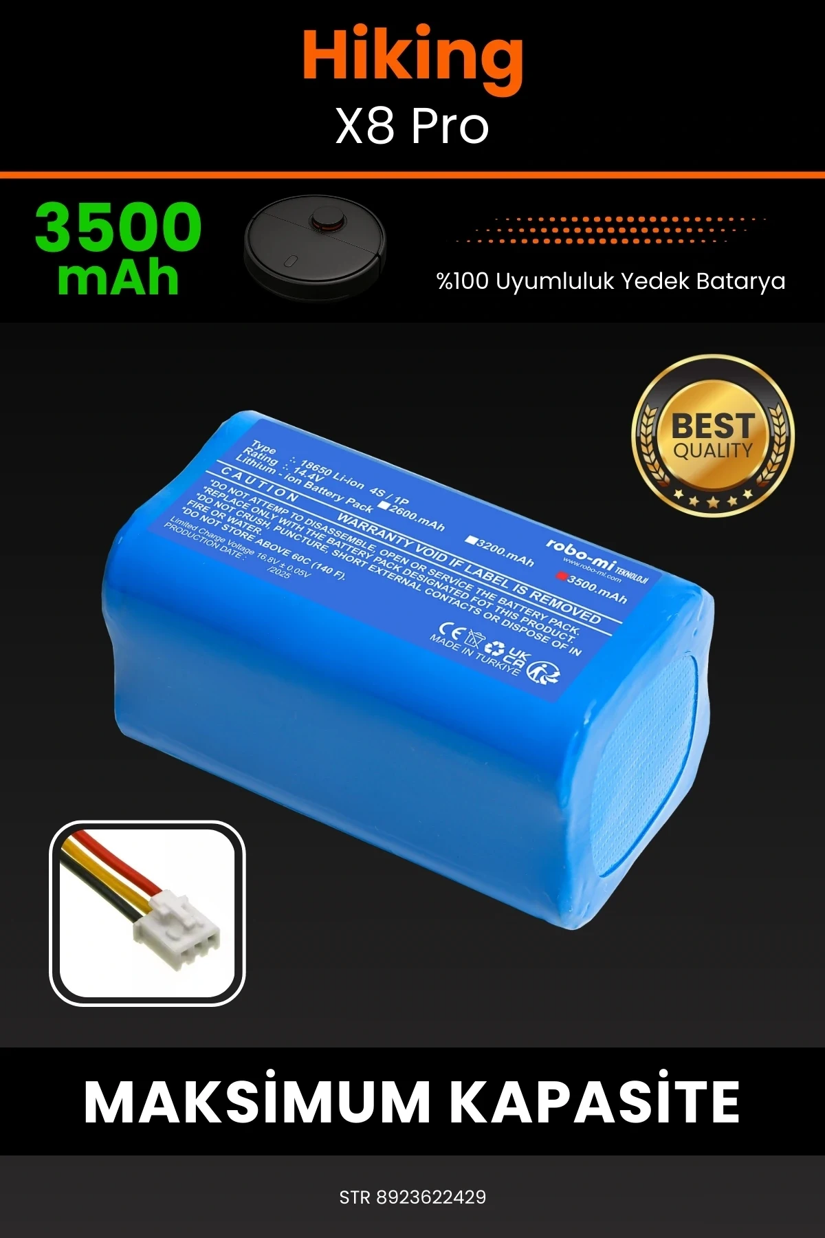 Hiking X8 Pro 3500mAh Robot Süpürge Bataryası - Yüksek Yoğunluklu Li-ion Hücre