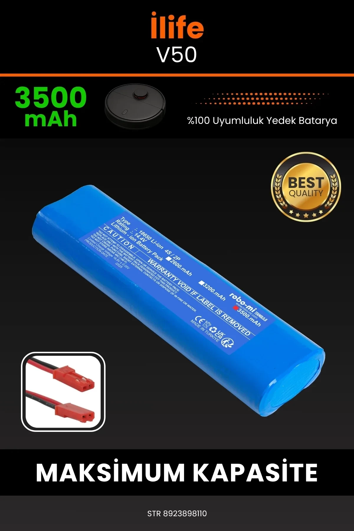 İlife V50 3500mAh Robot Süpürge Bataryası - Gerçek Kapasite, Maksimum Güvenlik