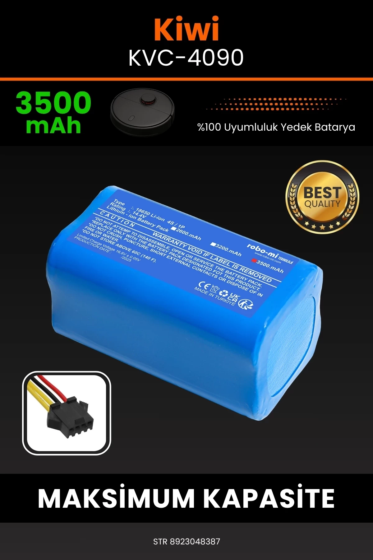 Kiwi KVC-4090 3500mAh Robot Süpürge Bataryası - Sertifikalı Güvenlik, Gerçek Kapasite