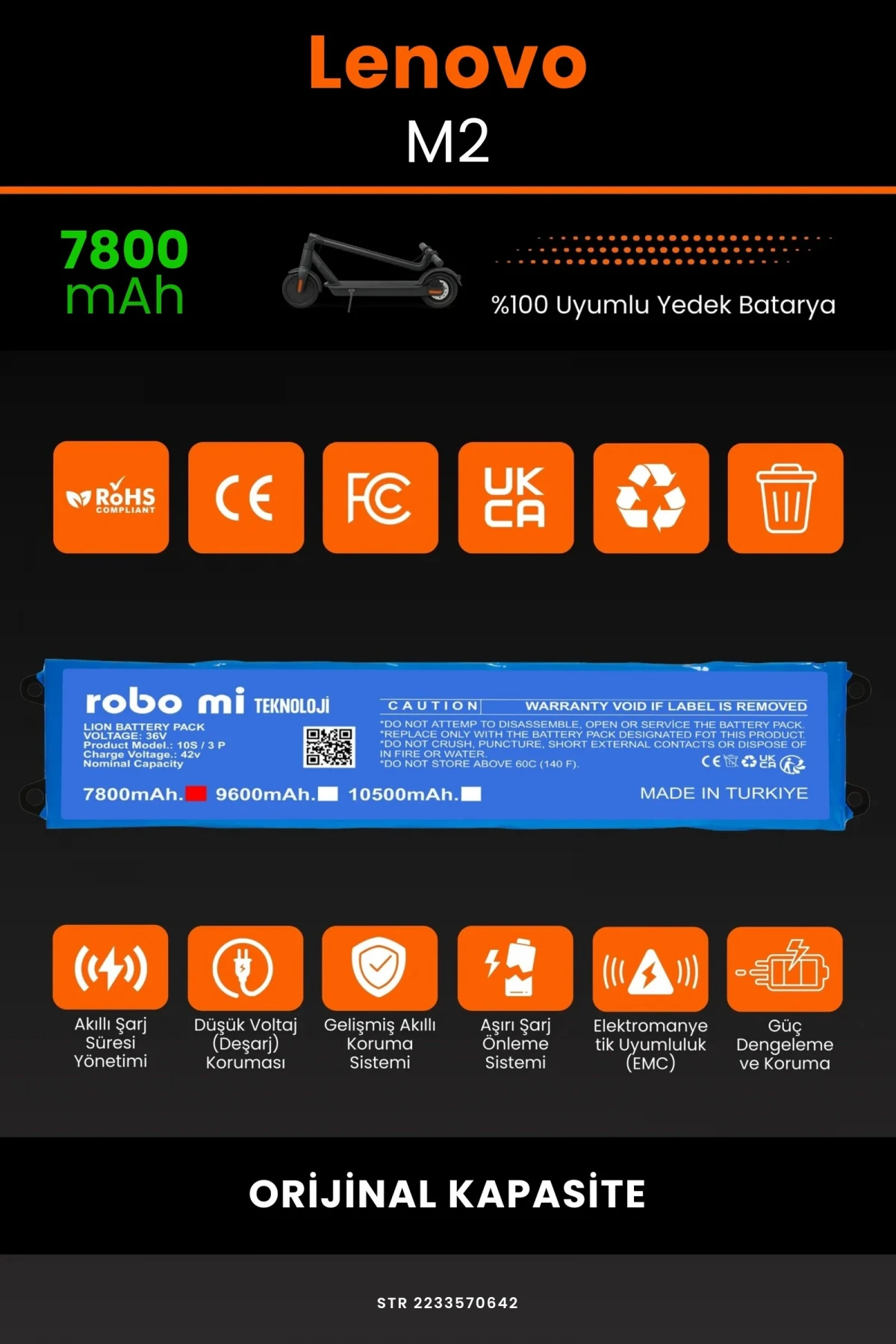 Lenovo M2 / 36V 7800mAh Elektrikli Scooter Bataryası - Gerçek Kapasite, Maksimum Güvenlik