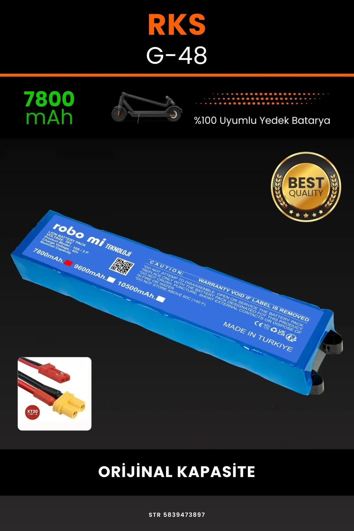 RKS G-48 / 36V 7800mAh Elektrikli Scooter Bataryası - Gerçek Kapasite, Maksimum Güvenlik