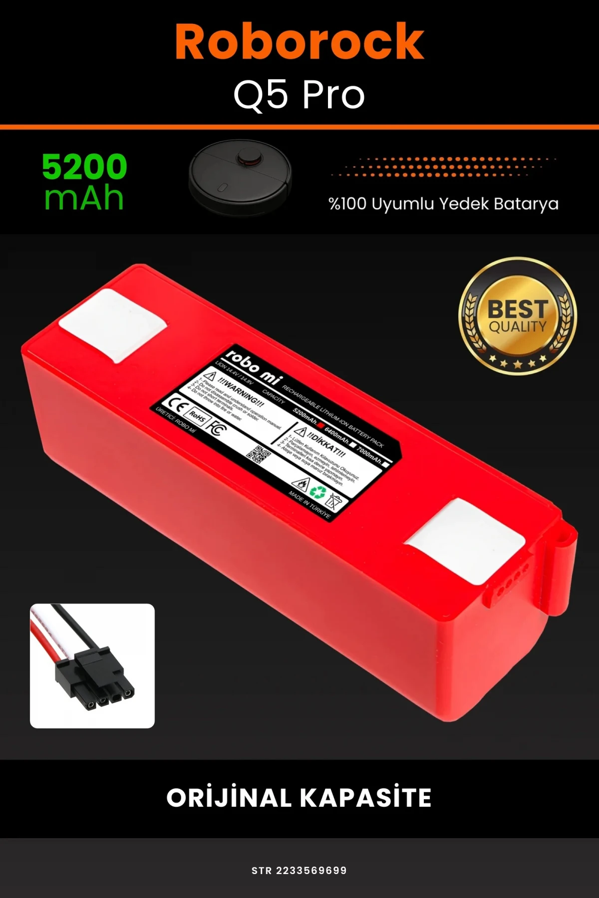 Roborock Q5 Pro 5200mAh Robot Süpürge Bataryası - Gerçek Kapasite, Maksimum Güvenlik