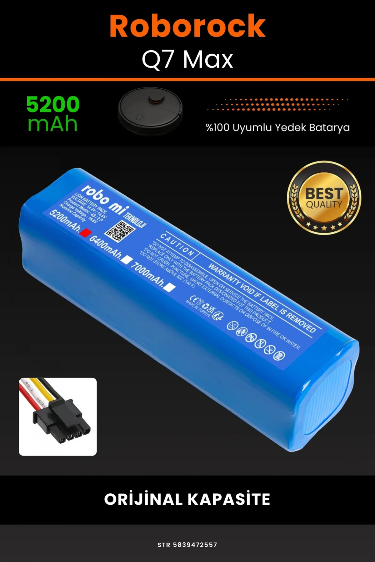 Roborock Q7 Max 5200mAh Robot Süpürge Bataryası - Gerçek Kapasite, Maksimum Güvenlik