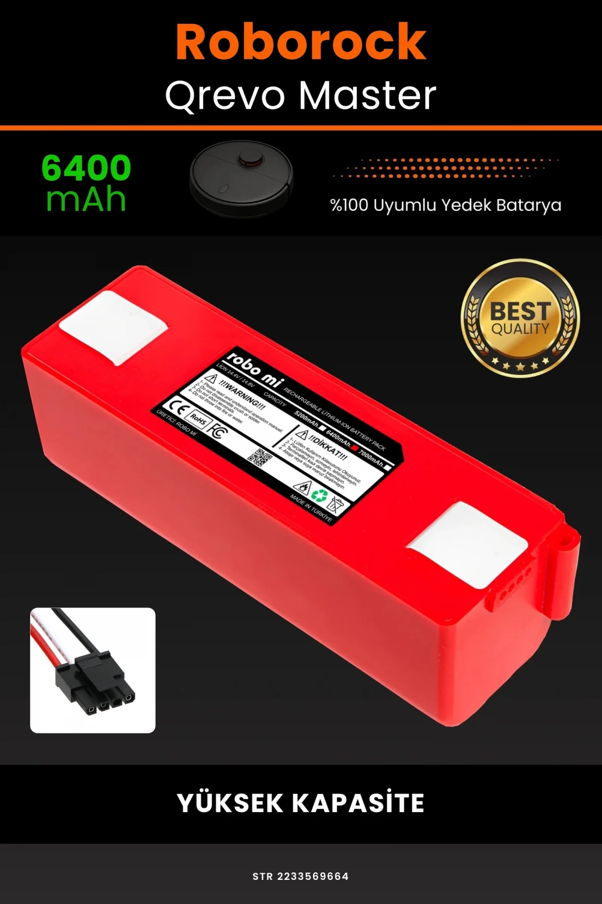 Roborock Qrevo Master 6400mAh Robot Süpürge Bataryası - Gerçek Kapasite, Maksimum Güvenlik