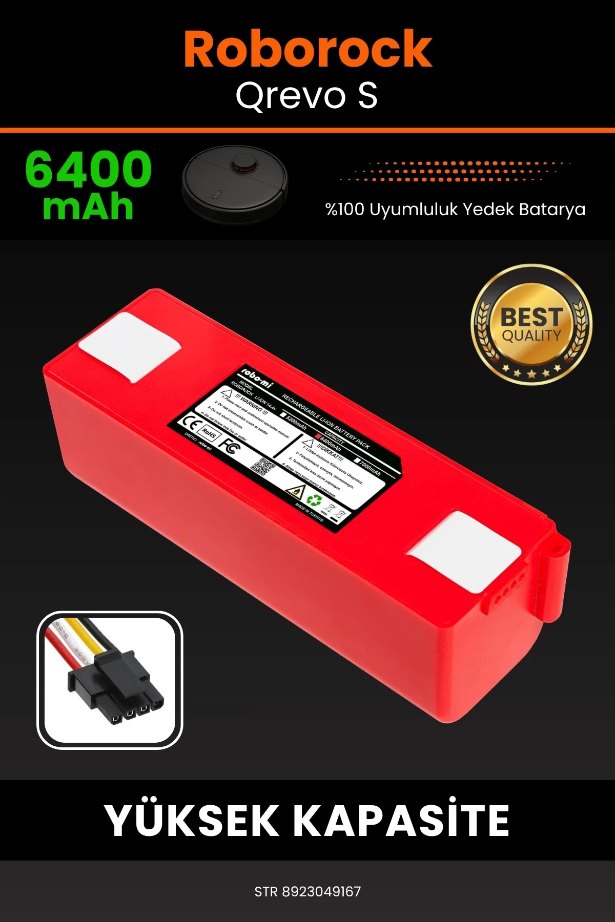 Roborock Qrevo S 6400mAh Robot Süpürge Bataryası - Yüksek Yoğunluklu Li-ion Hücre