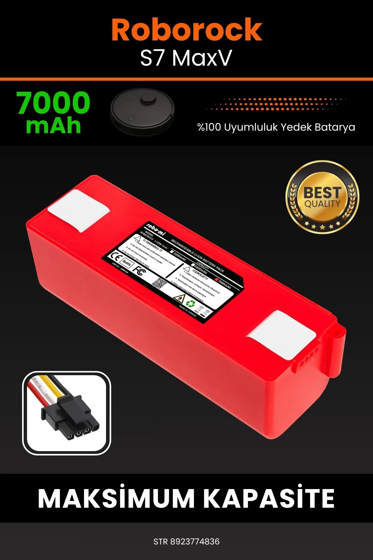 Roborock S7 MaxV 7000mAh Robot Süpürge Bataryası - Yüksek Yoğunluklu Li-ion Hücre