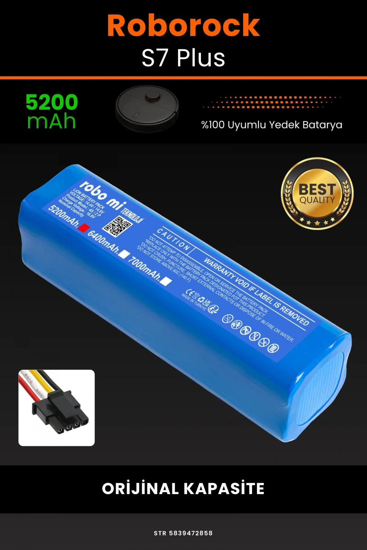 Roborock S7 Plus 5200mAh Robot Süpürge Bataryası - Gerçek Kapasite, Maksimum Güvenlik