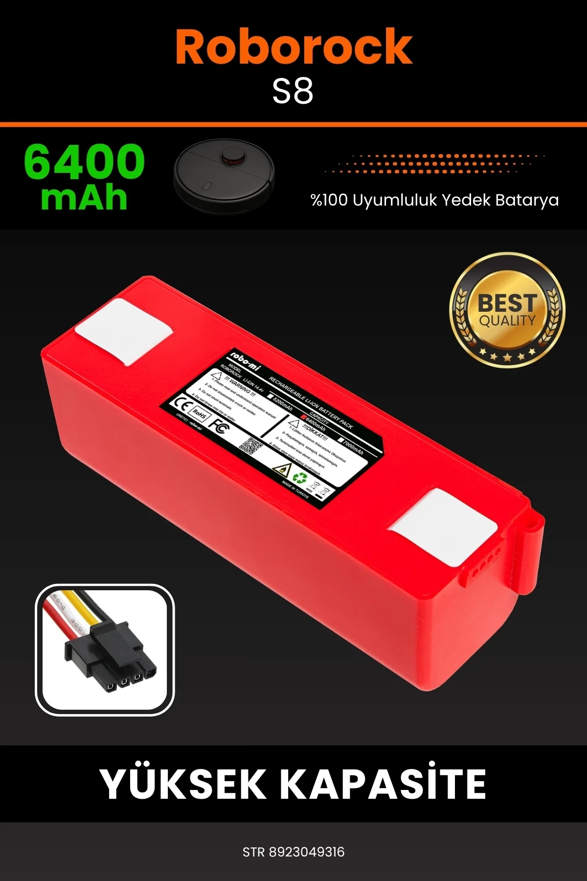 Roborock S8 6400mAh Robot Süpürge Bataryası - Yüksek Yoğunluklu Li-ion Hücre