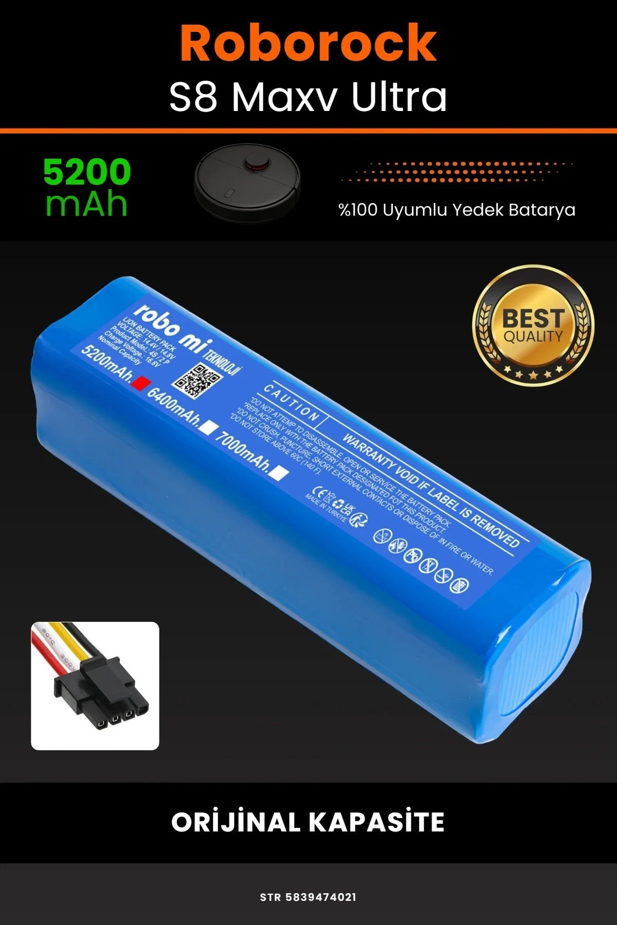 Roborock S8 Maxv Ultra 5200mAh Robot Süpürge Bataryası - Gerçek Kapasite, Maksimum Güvenlik