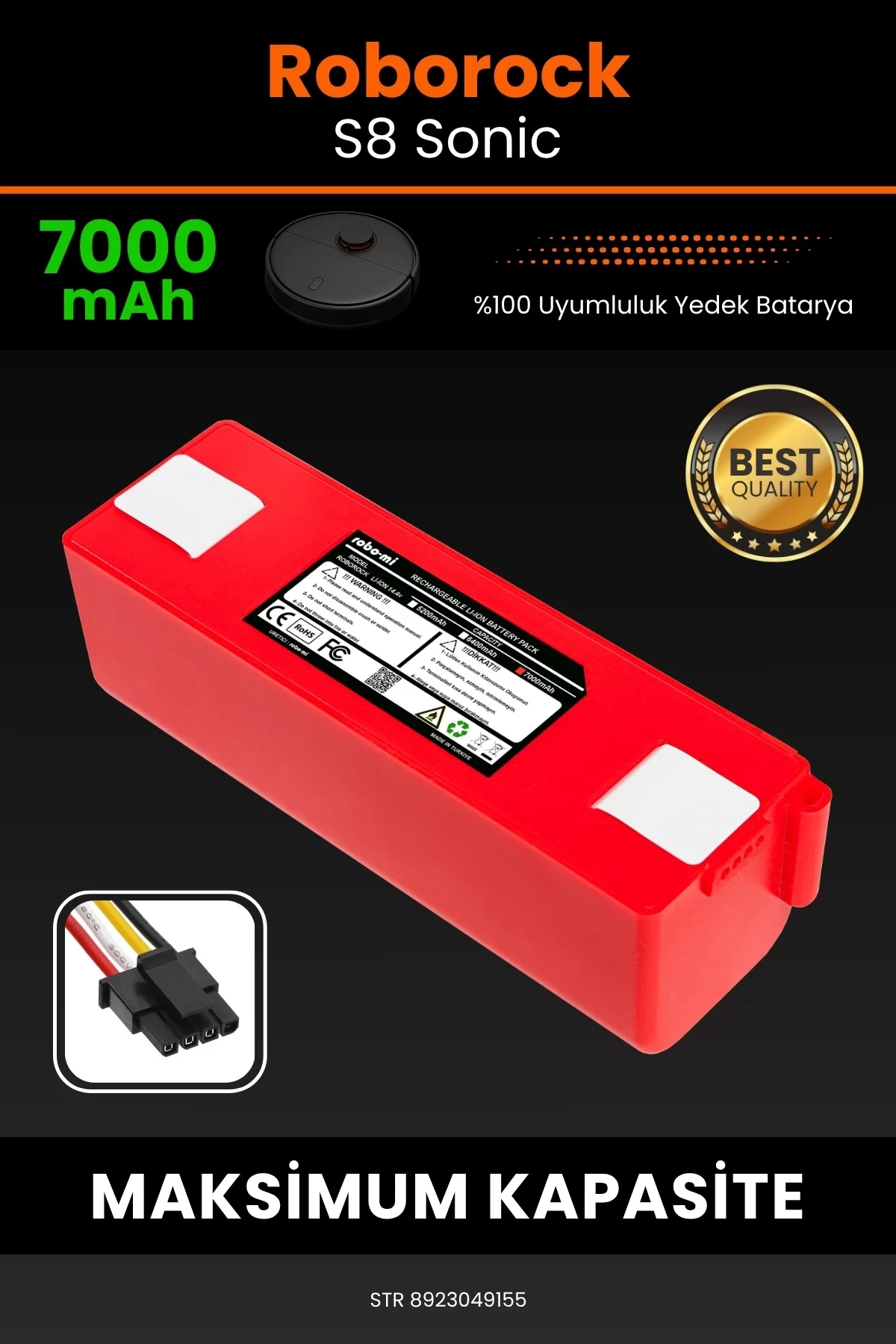Roborock S8 Sonic 7000mAh Robot Süpürge Bataryası - Yüksek Yoğunluklu Li-ion Hücre