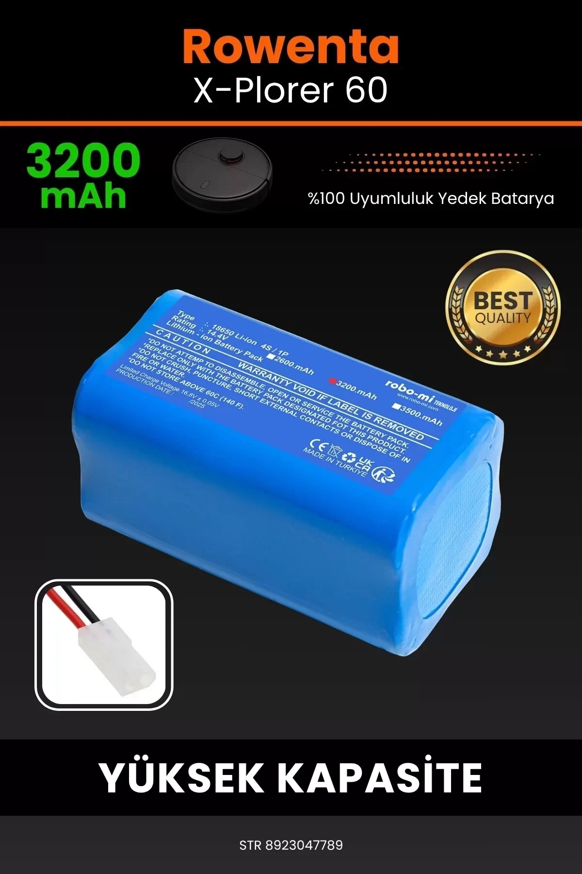 Rowenta X-Plorer 60 3200mAh Robot Süpürge Bataryası - Gerçek Kapasite, Maksimum Güvenlik