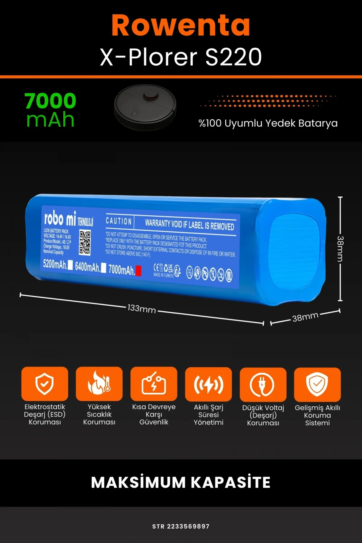 Rowenta X-Plorer S220 7000mAh Robot Süpürge Bataryası - Gerçek Kapasite, Maksimum Güvenlik
