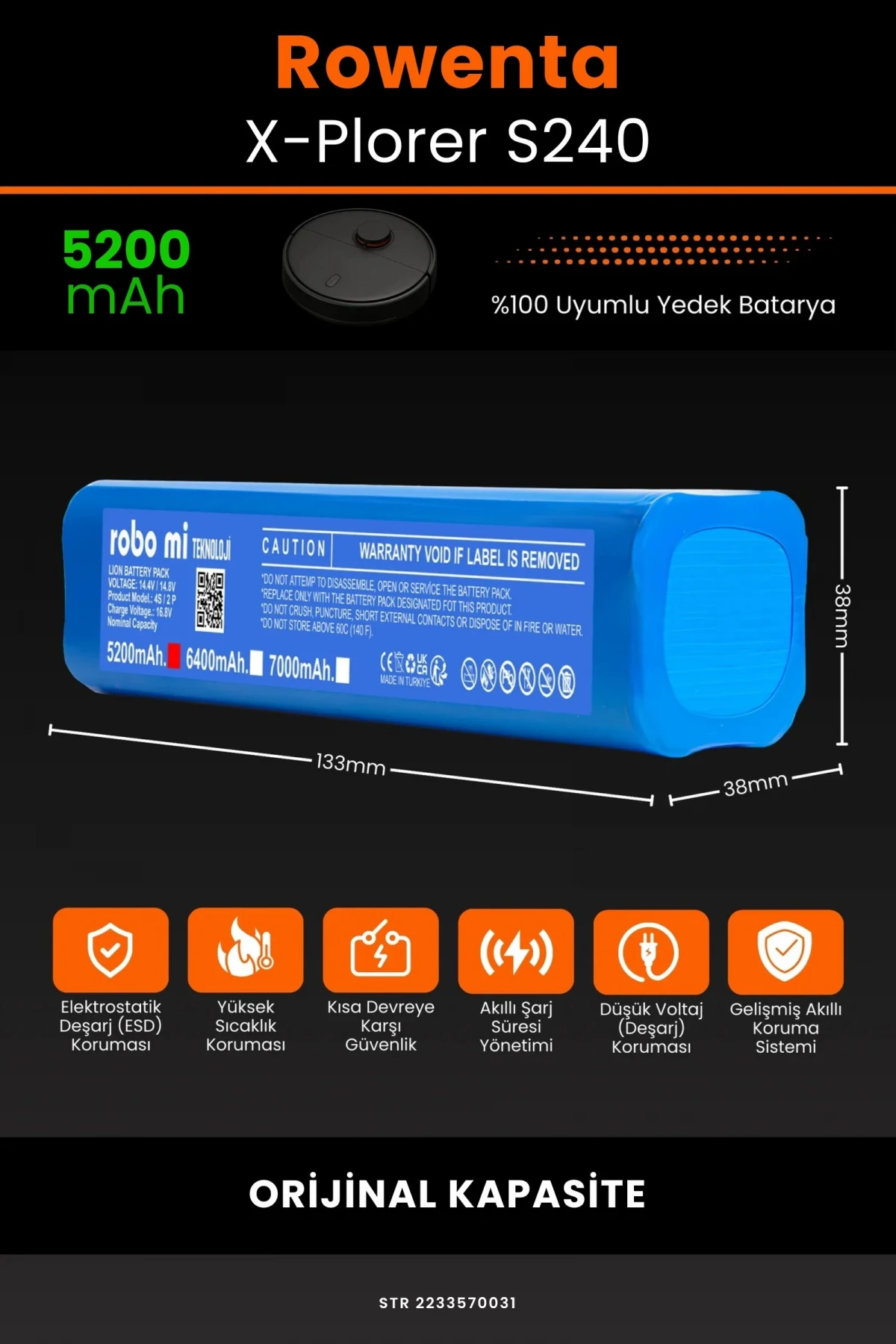Rowenta X-Plorer S240 5200mAh Robot Süpürge Bataryası - Gerçek Kapasite, Maksimum Güvenlik