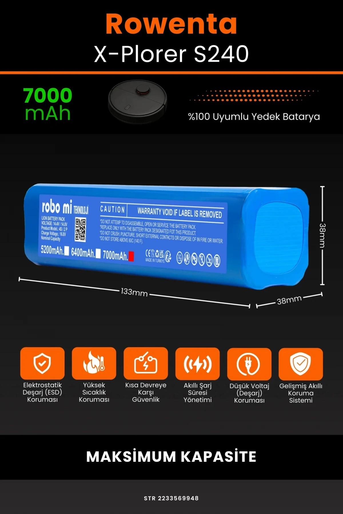 Rowenta X-Plorer S240 7000mAh Robot Süpürge Bataryası - Gerçek Kapasite, Maksimum Güvenlik