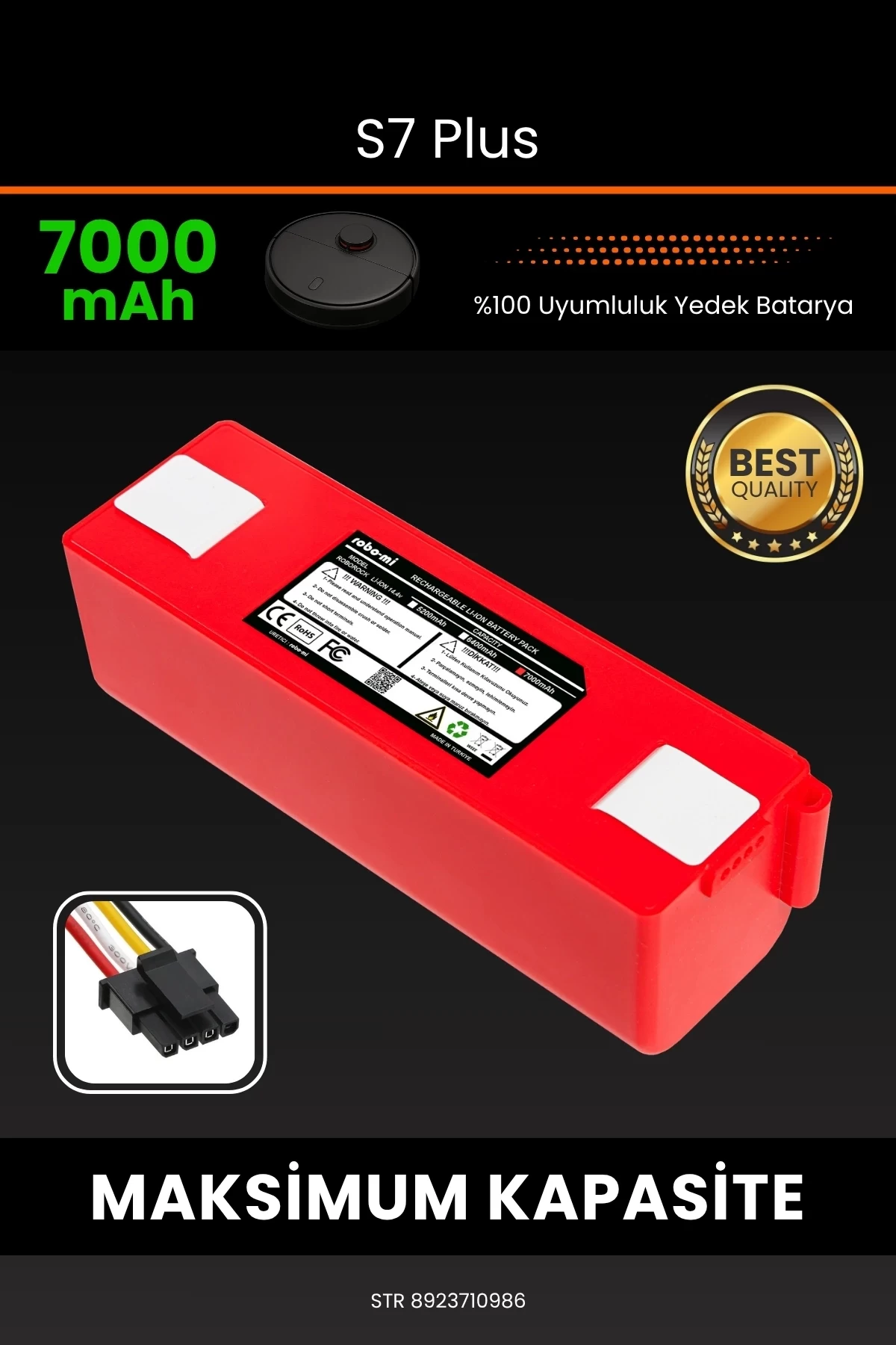 S7 Plus 7000mAh Robot Süpürge Bataryası - Yüksek Yoğunluklu Li-ion Hücre