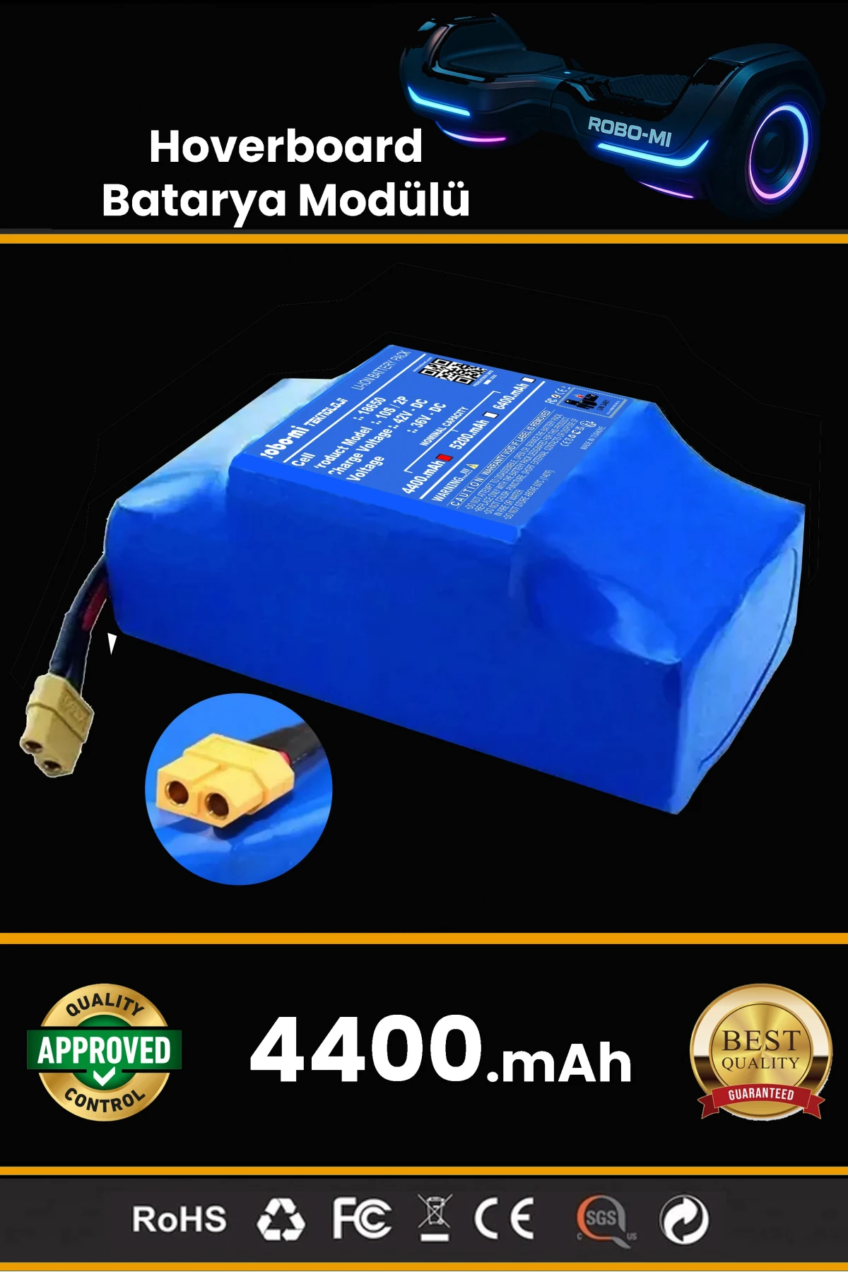 Smart Balance Hoverboard Elektrikli Kaykay Bataryası 36V 4400mAh Yüksek Yoğunluklu Li-İyon Batarya
