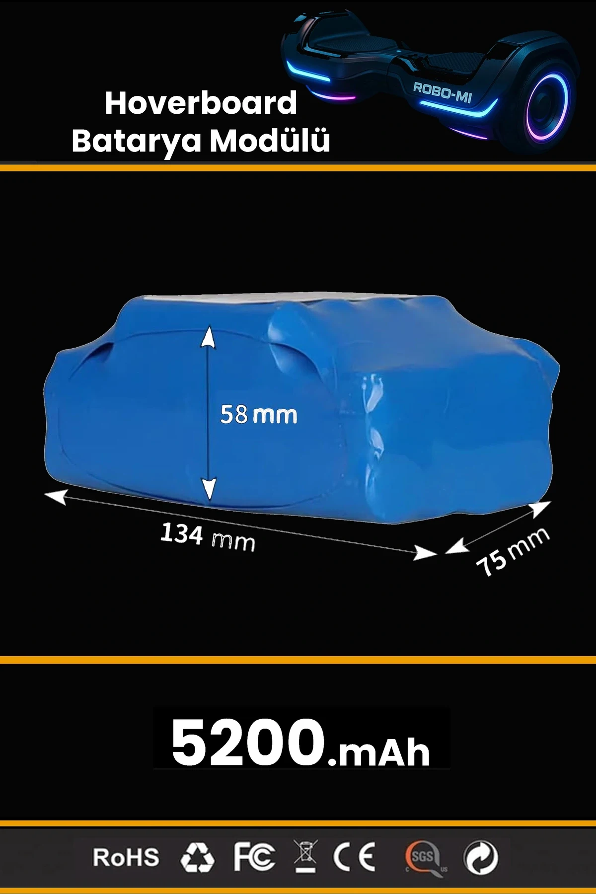 Smart Balance Hoverboard Elektrikli Kaykay Bataryası 36V 4400mAh Yüksek Yoğunluklu Li-İyon Batarya