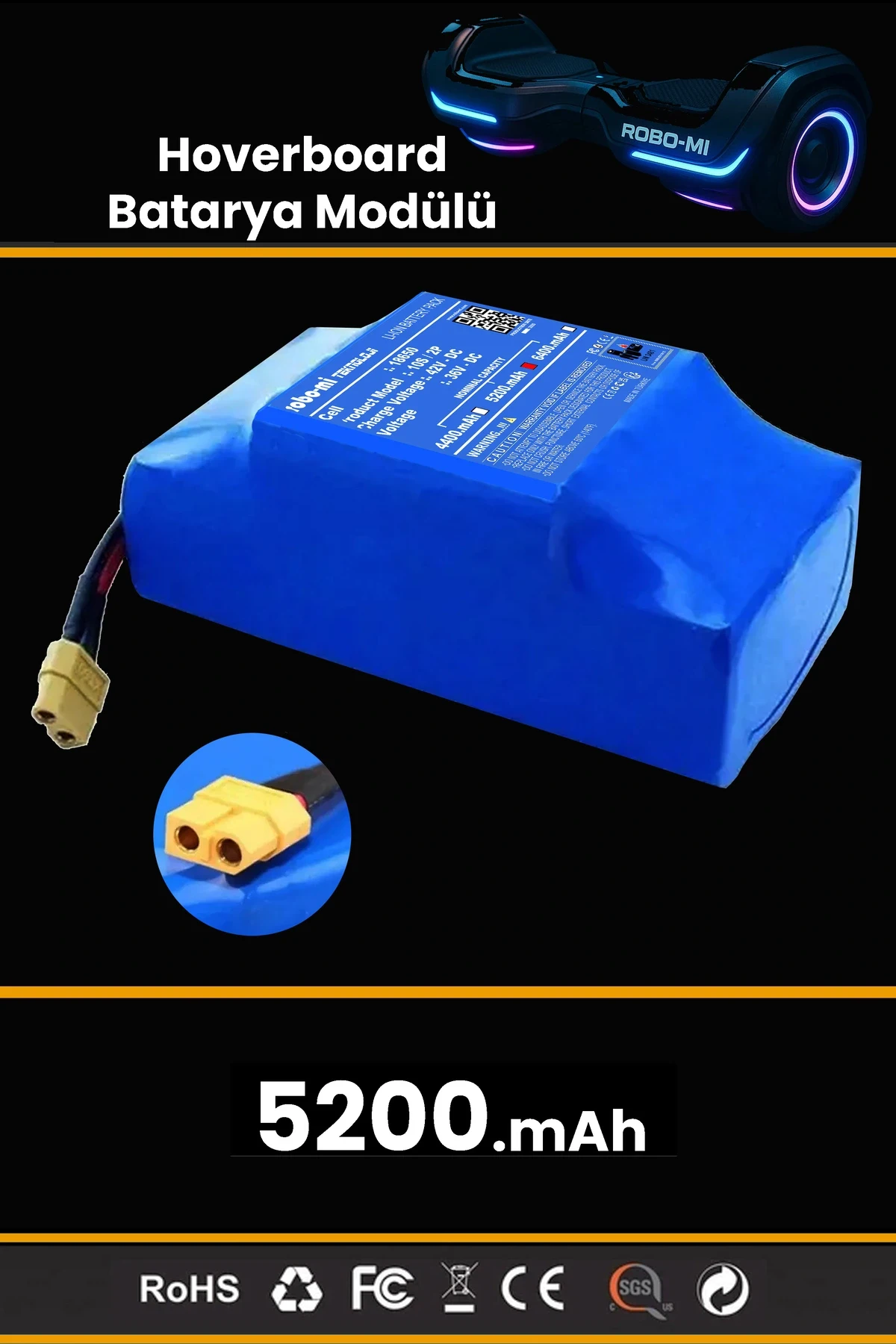 Smart Balance Hoverboard Elektrikli Kaykay Bataryası 36V 4400mAh Yüksek Yoğunluklu Li-İyon Batarya
