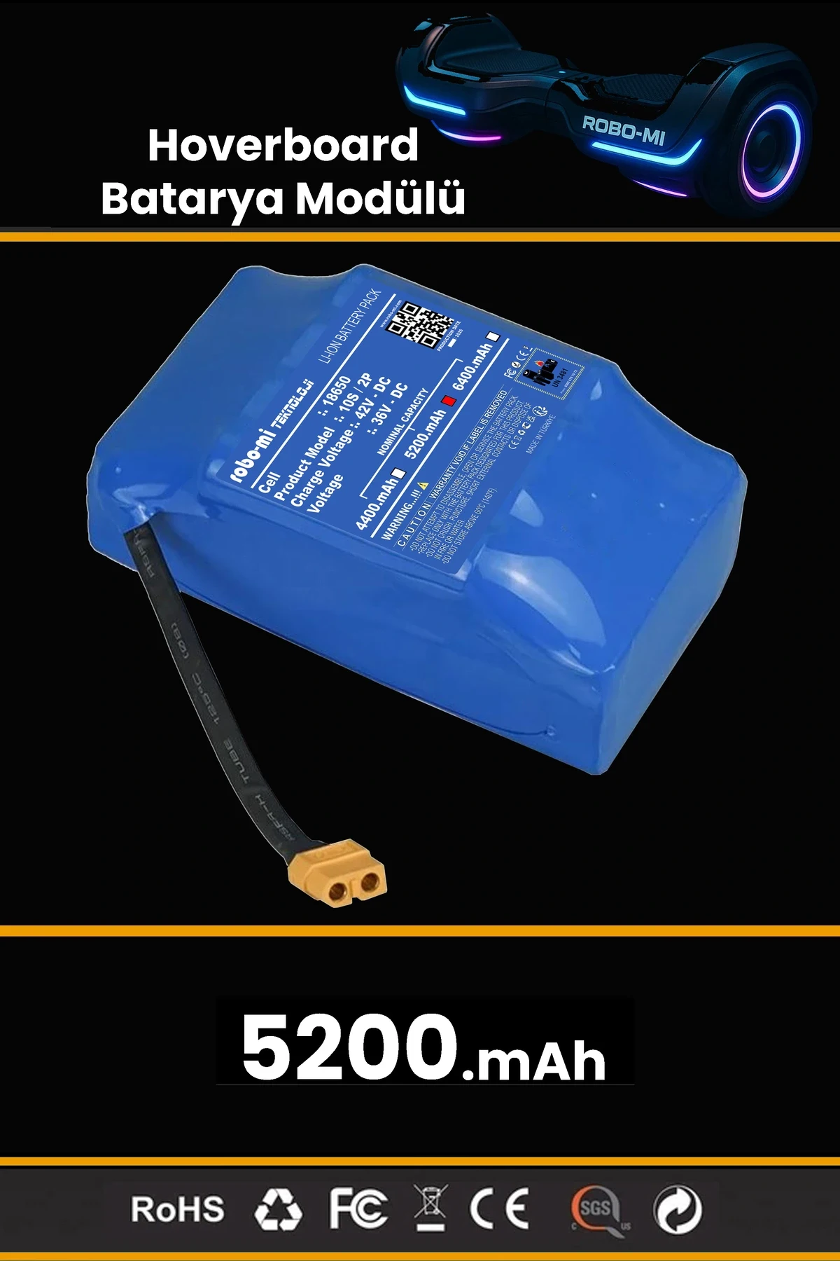 Smart Balance Hoverboard Elektrikli Kaykay Bataryası 36V 4400mAh Yüksek Yoğunluklu Li-İyon Batarya