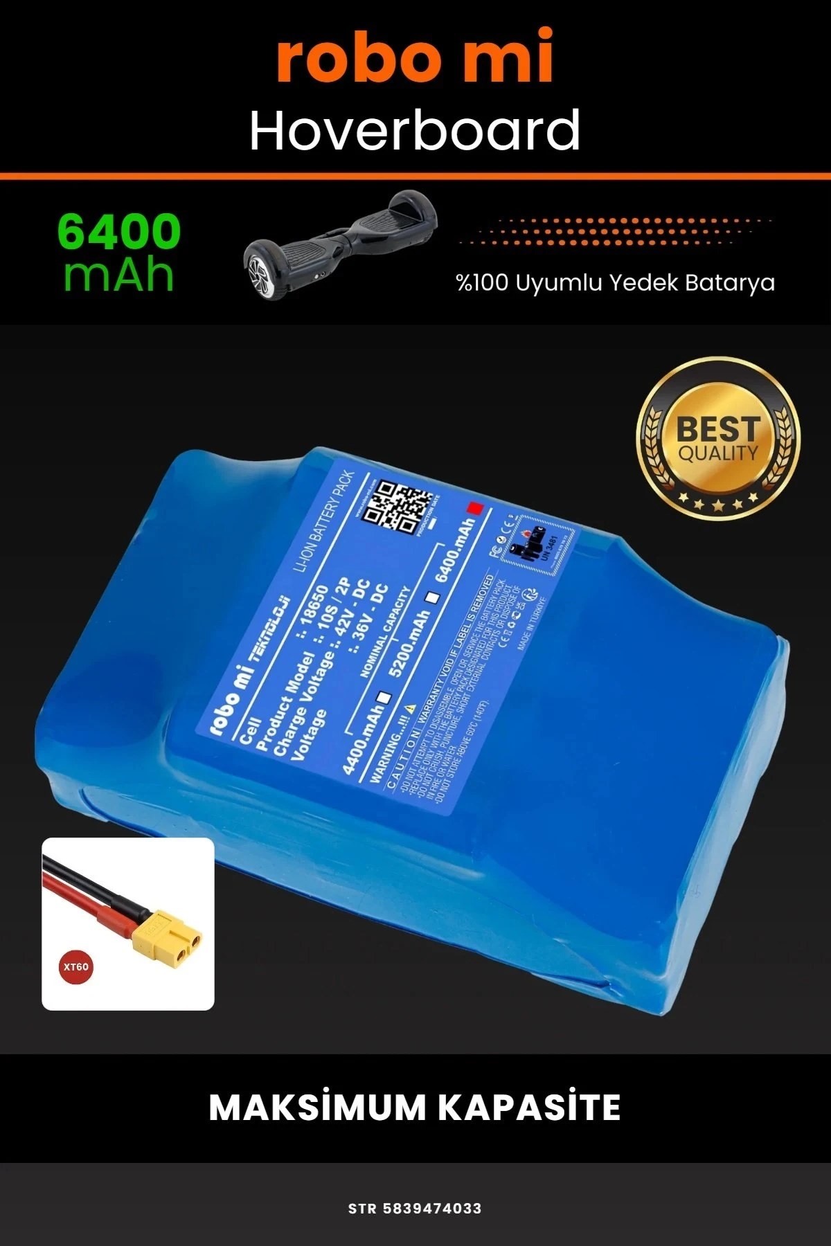 Smart Balance Hoverboard Elektrikli Kaykay Bataryası 36V 6400mAh - Gerçek Kapasite, Maksimum Güvenlik