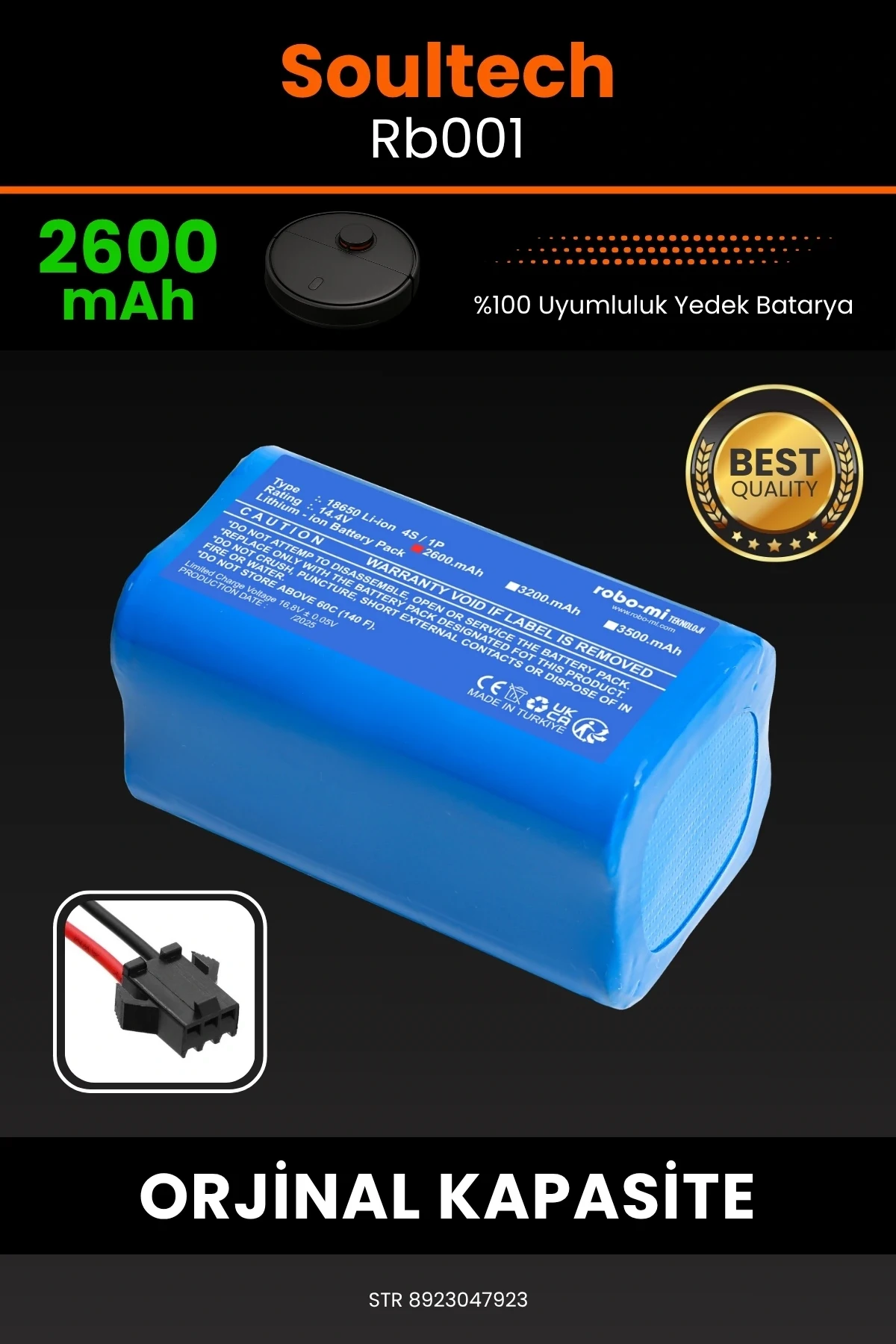 Soultech RB001 2600mAh Robot Süpürge Bataryası - Gerçek Kapasite, Maksimum Güvenlik