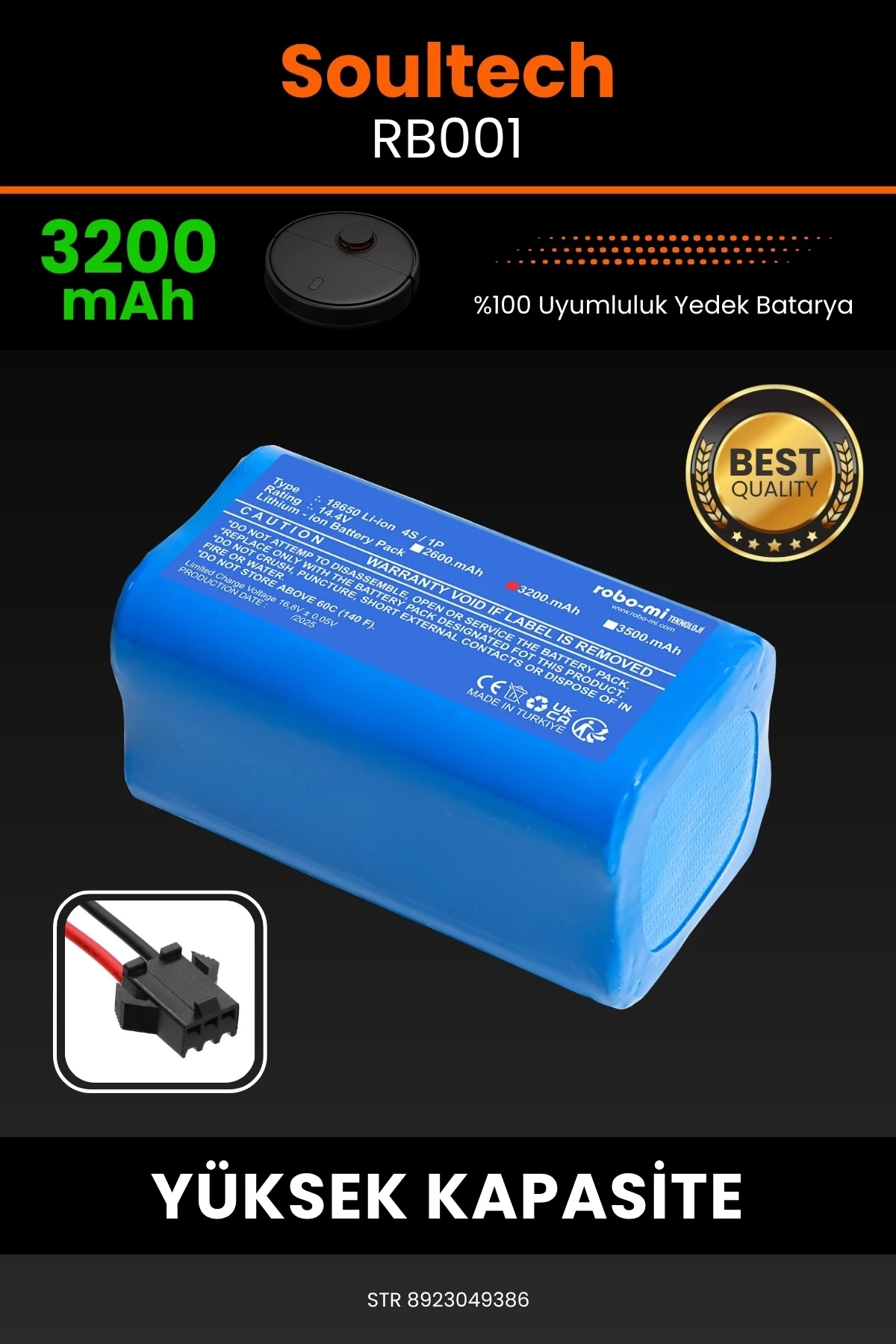 Soultech RB001 3200mAh Robot Süpürge Bataryası - Yüksek Yoğunluklu Li-ion Hücre
