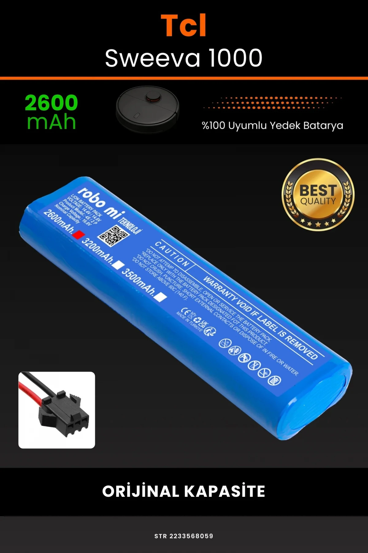 Tcl Sweeva 1000 2600mAh Robot Süpürge Bataryası - Gerçek Kapasite, Maksimum Güvenlik