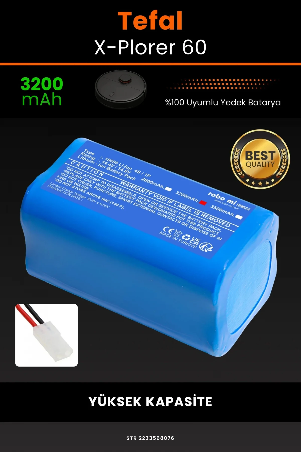 Tefal X-Plorer 60 3200mAh Robot Süpürge Bataryası - Gerçek Kapasite, Maksimum Güvenlik